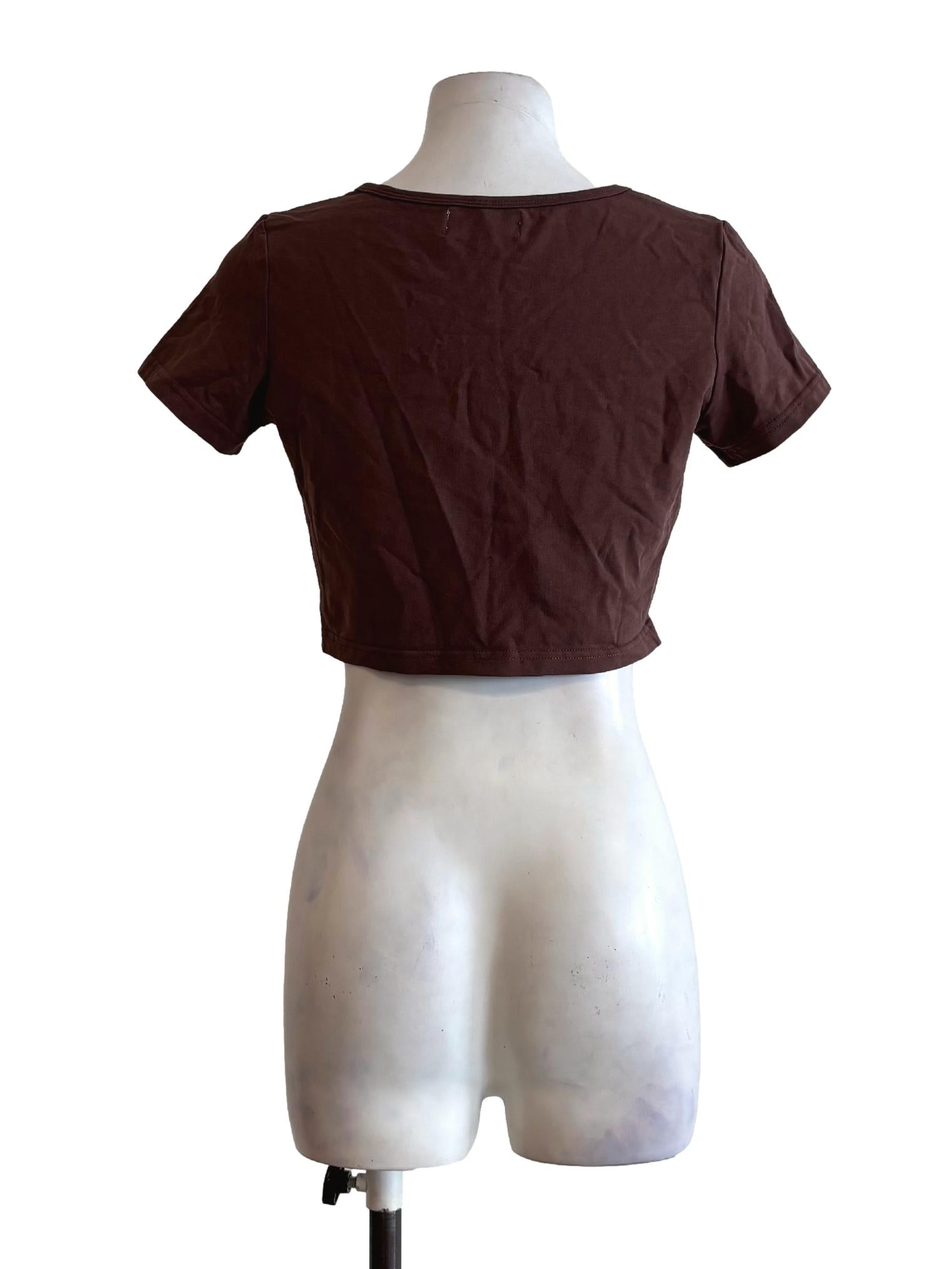 Mustang Brown Square Neck Crop Top