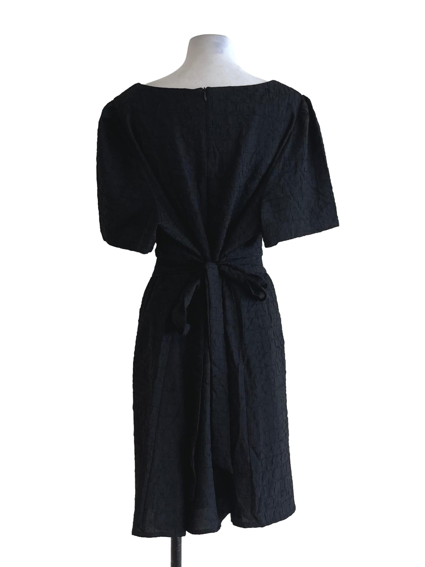 Black Square Neckline Empire Dress