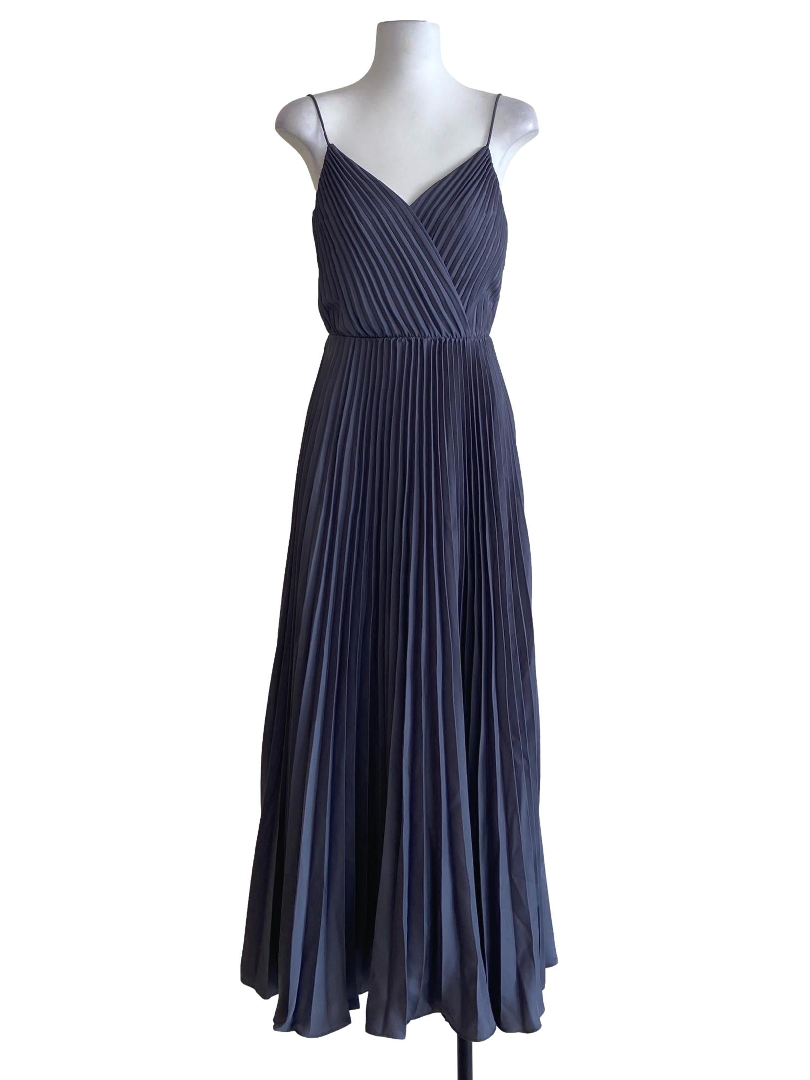 Pewter Grey Pleated Empire Dress