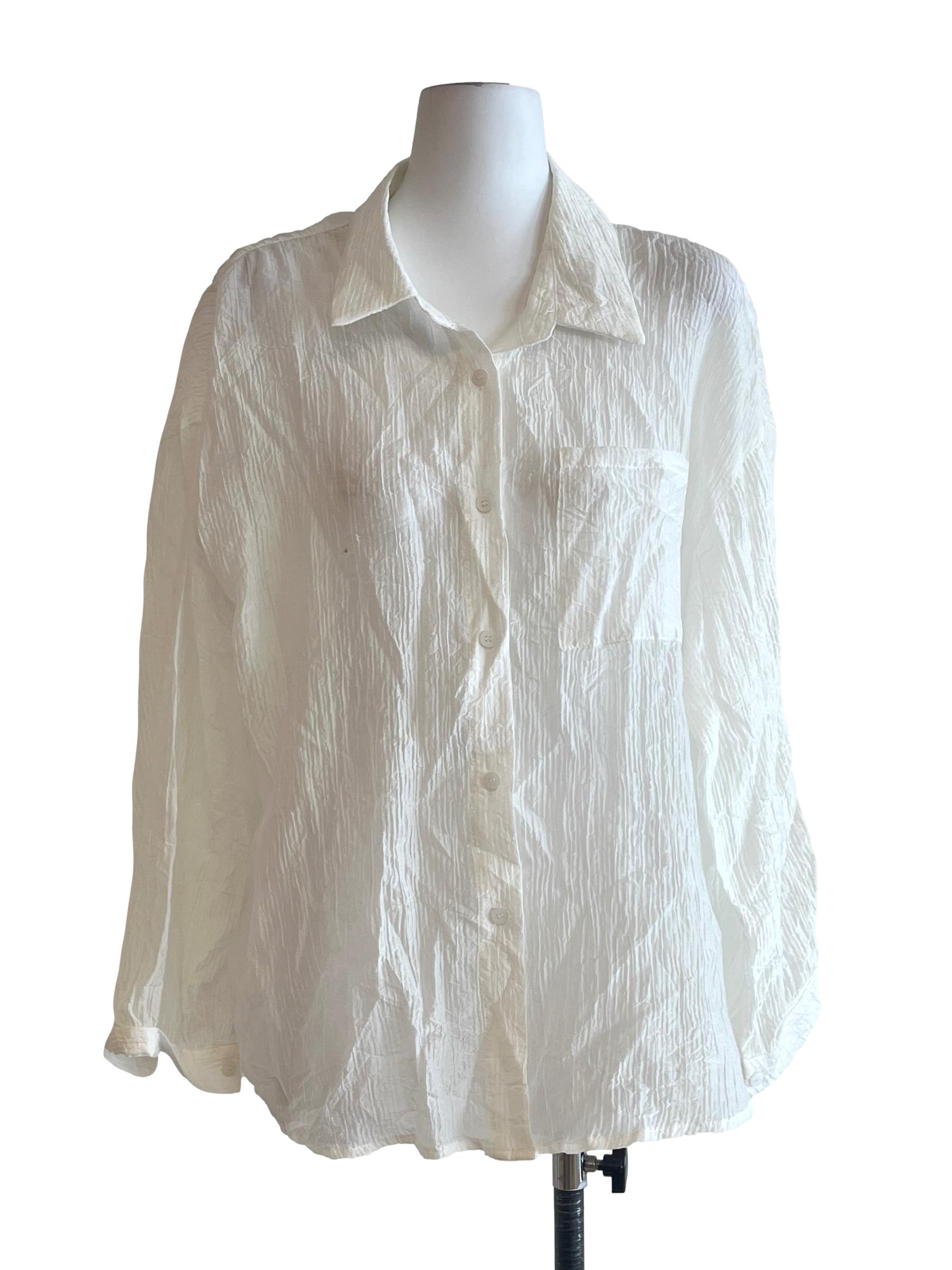 Chiffon White Long Sleeve Shirt