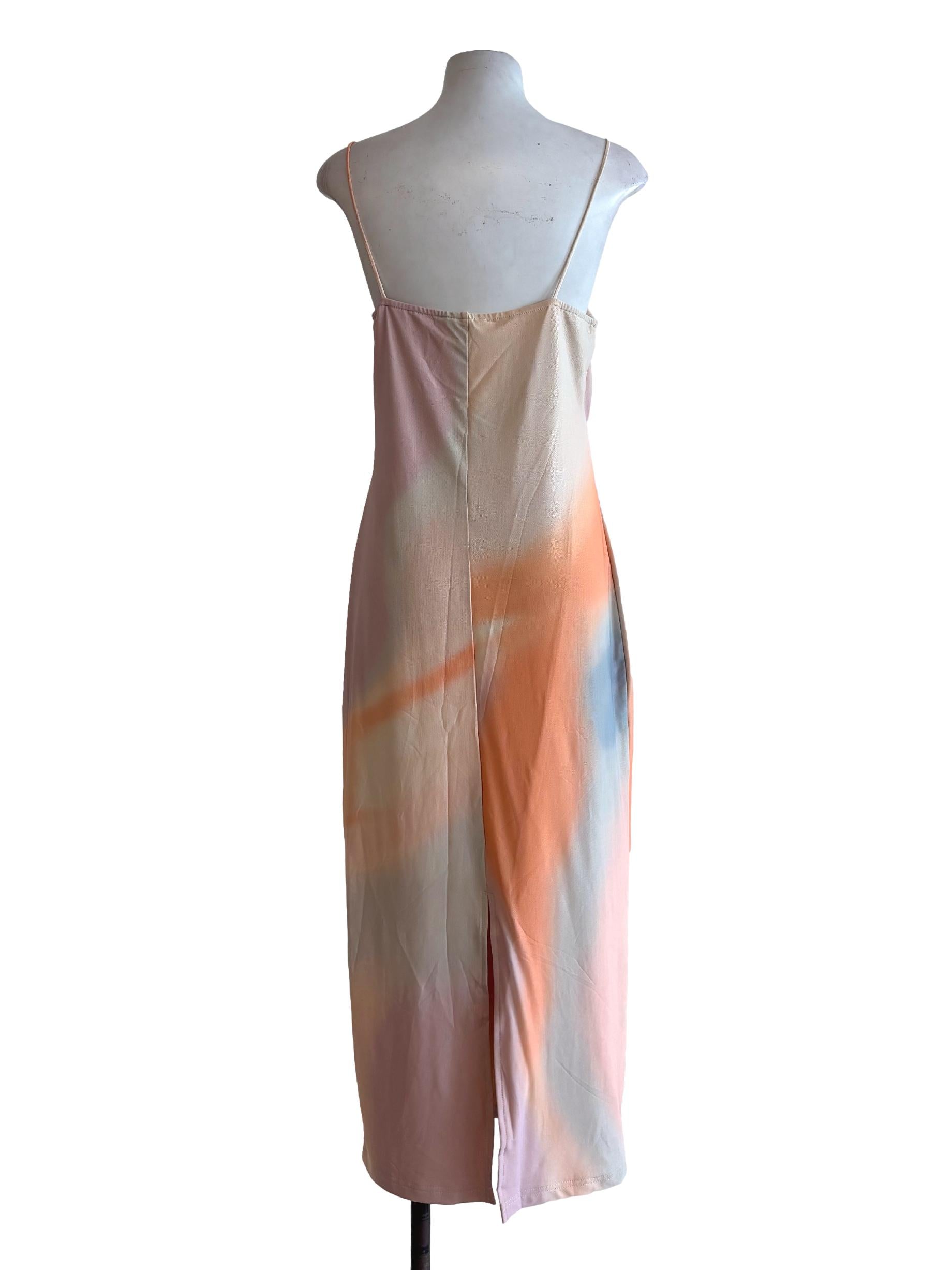 Pastel Pink Patterned Spaghetti Strap Dress TTR