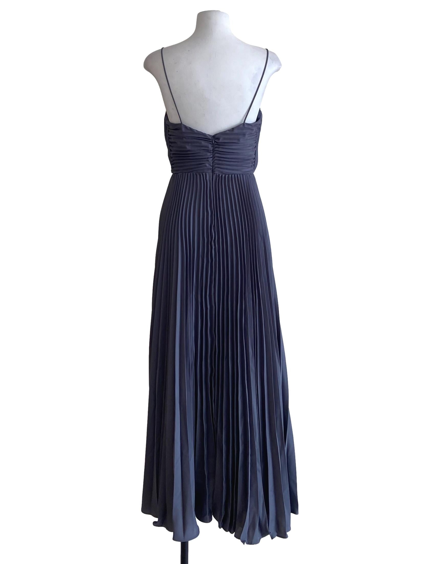 Pewter Grey Pleated Empire Dress