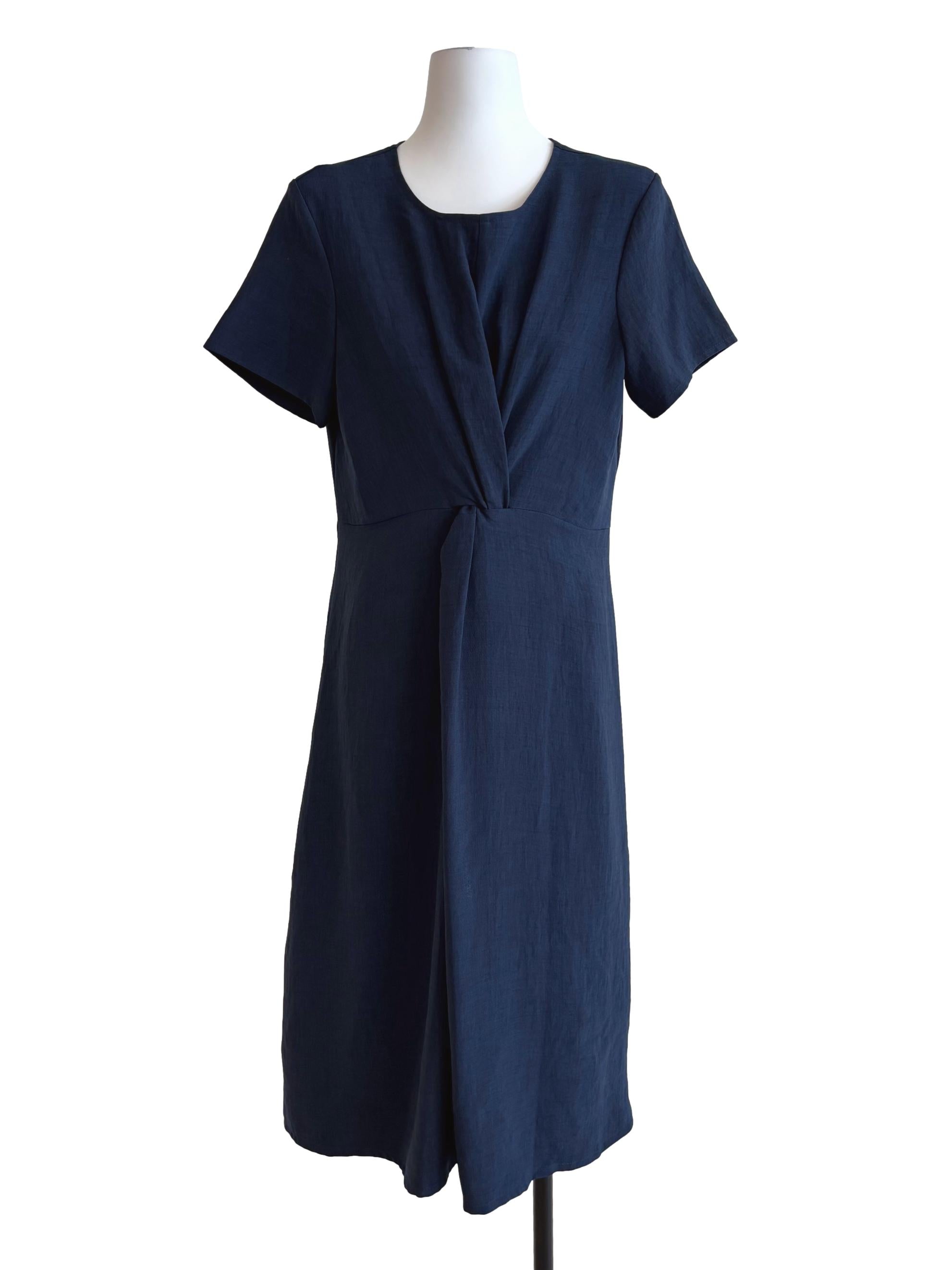Navy Blue Front Twist Dress