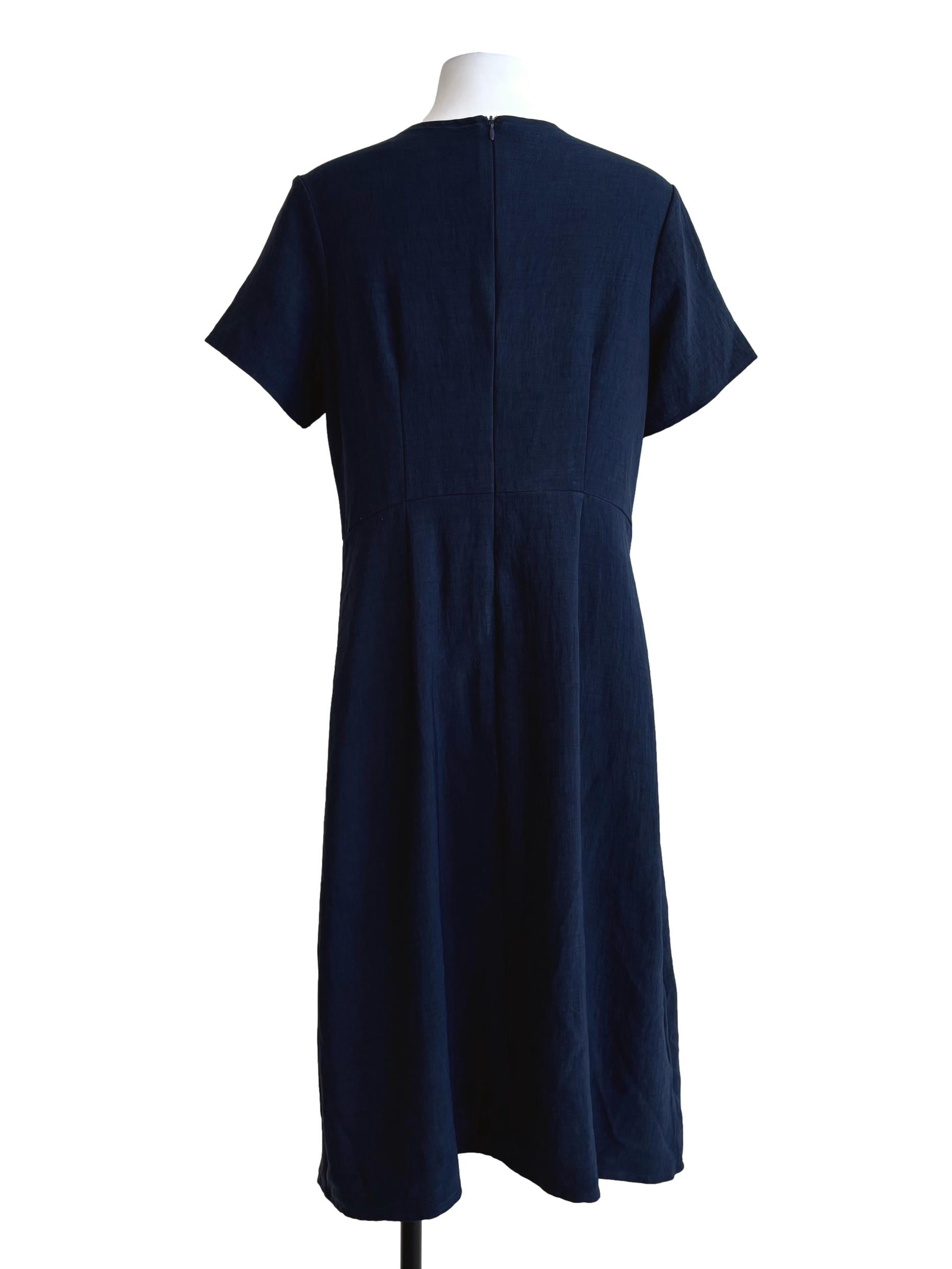 Navy Blue Front Twist Dress