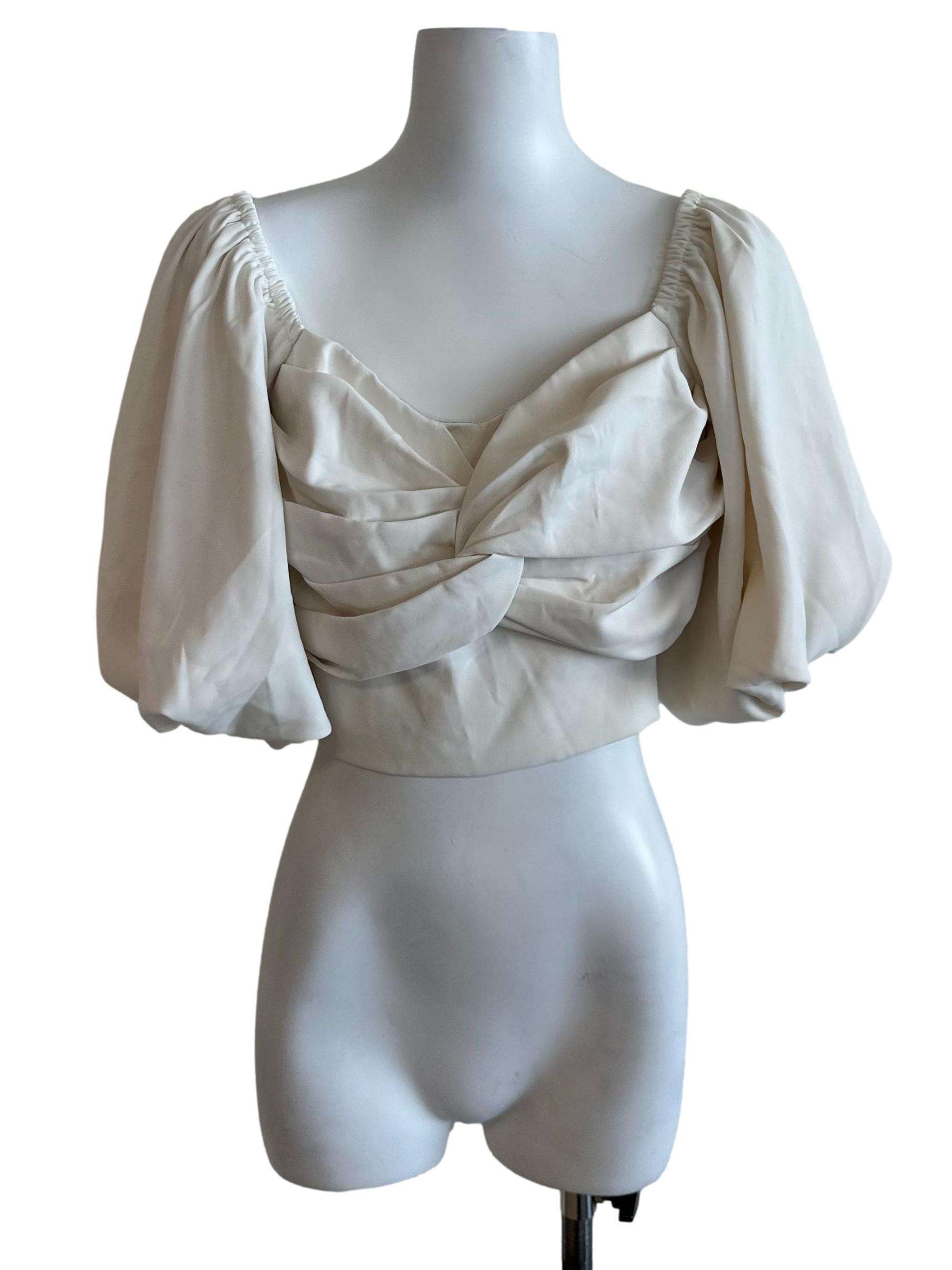 Ash White Pleated Knot Blouse