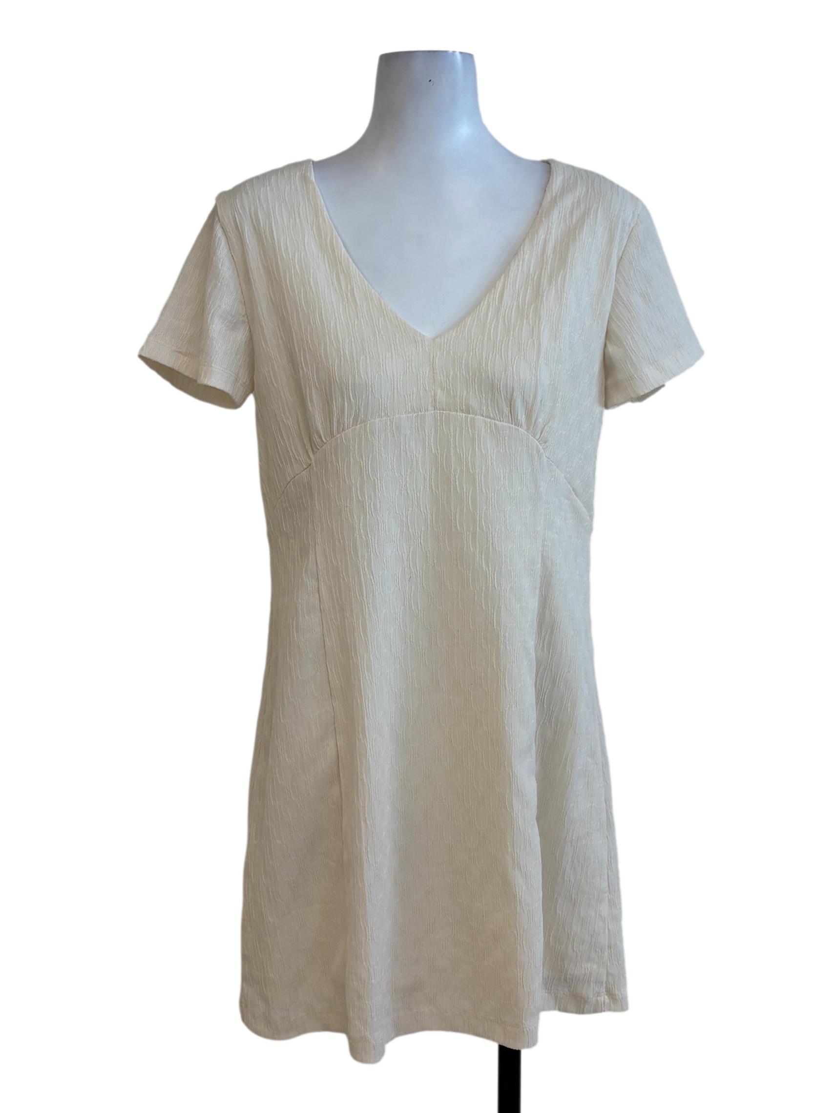 Cream Crinkled Shift Dress