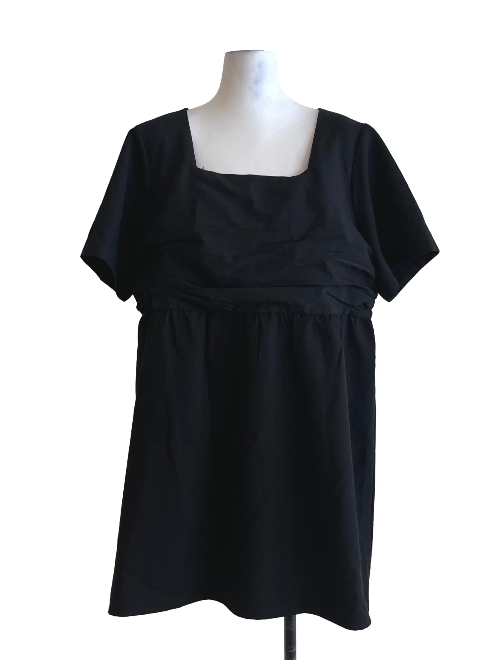 Black Square Neckline Empire Dress