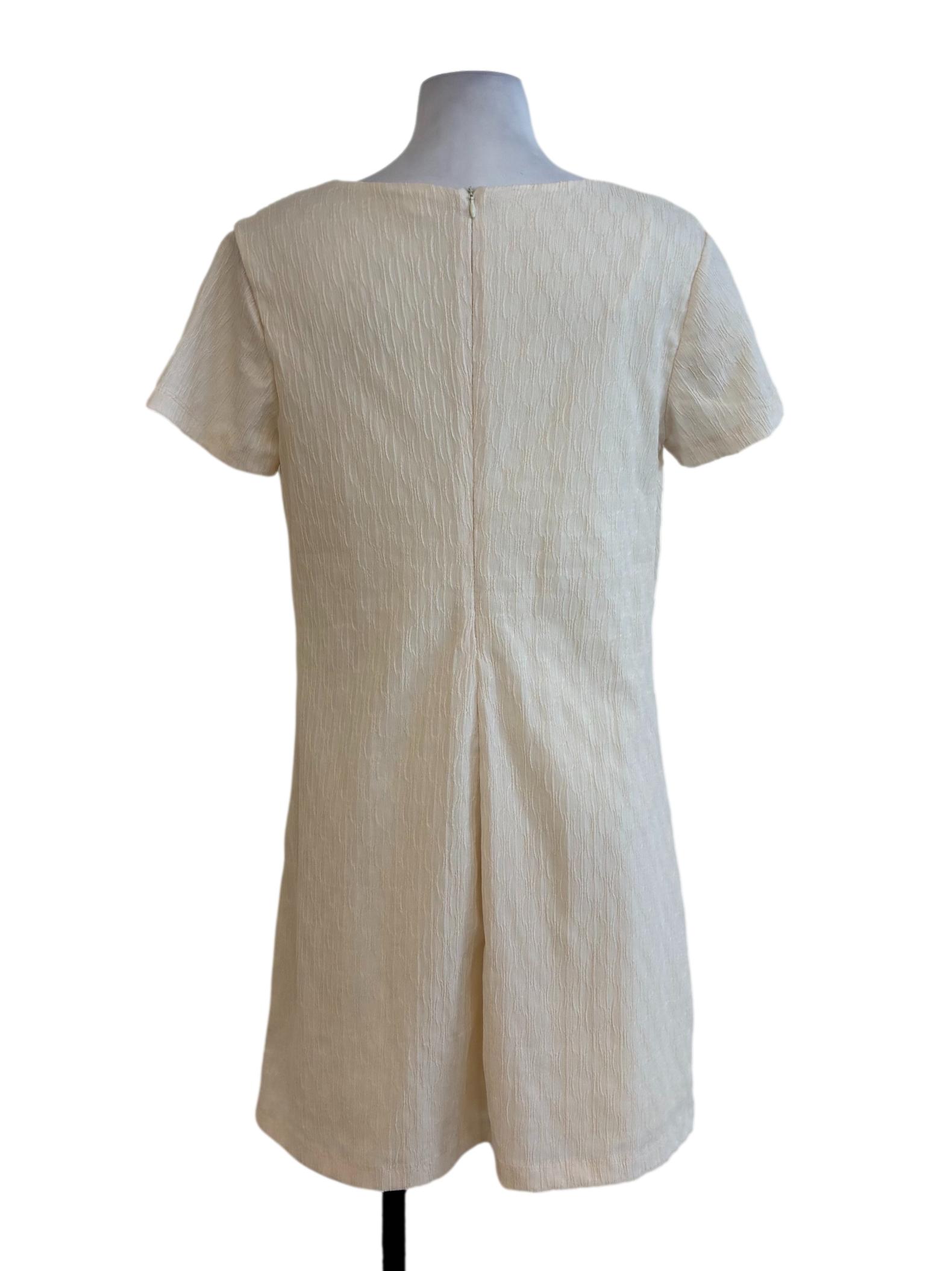 Cream Crinkled Shift Dress
