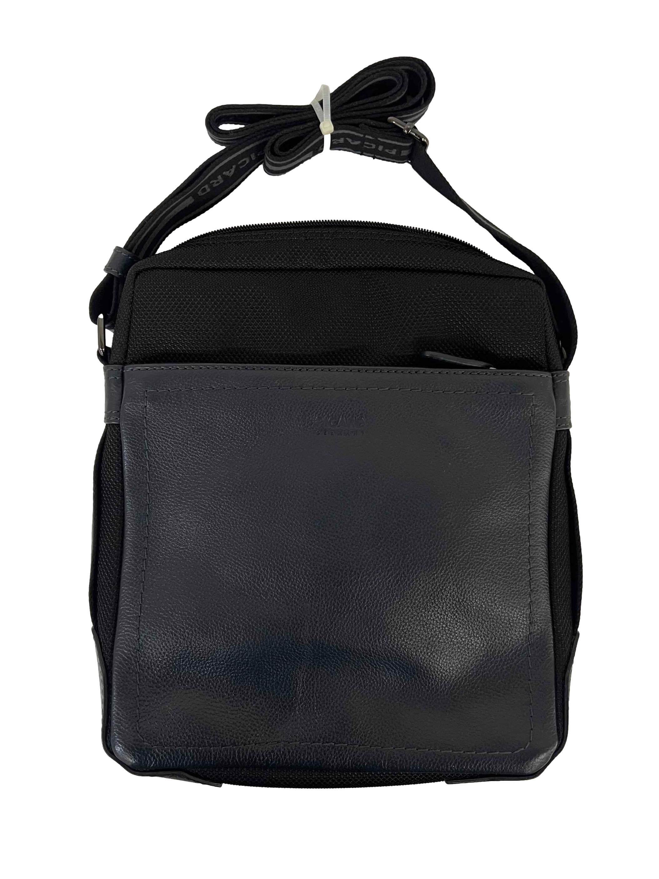 Black Leather Nylon Crossbody Bag