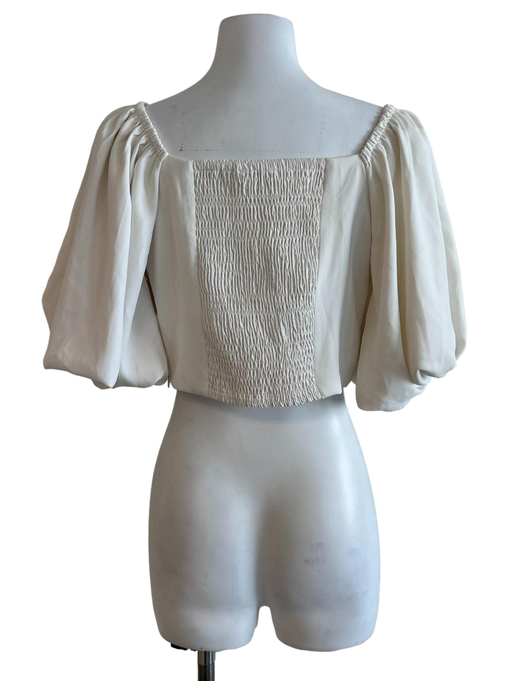 Ash White Pleated Knot Blouse