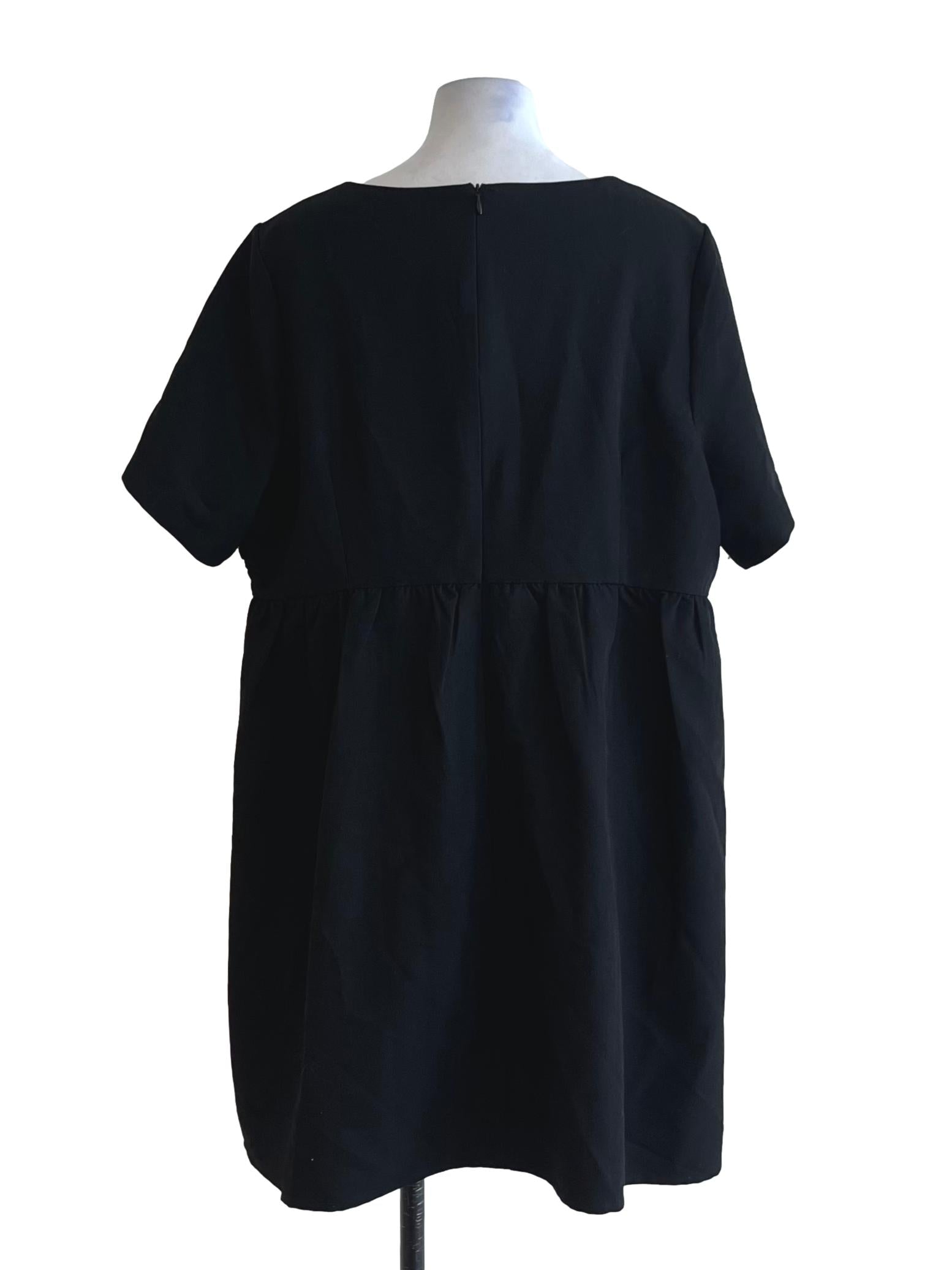 Black Square Neckline Empire Dress