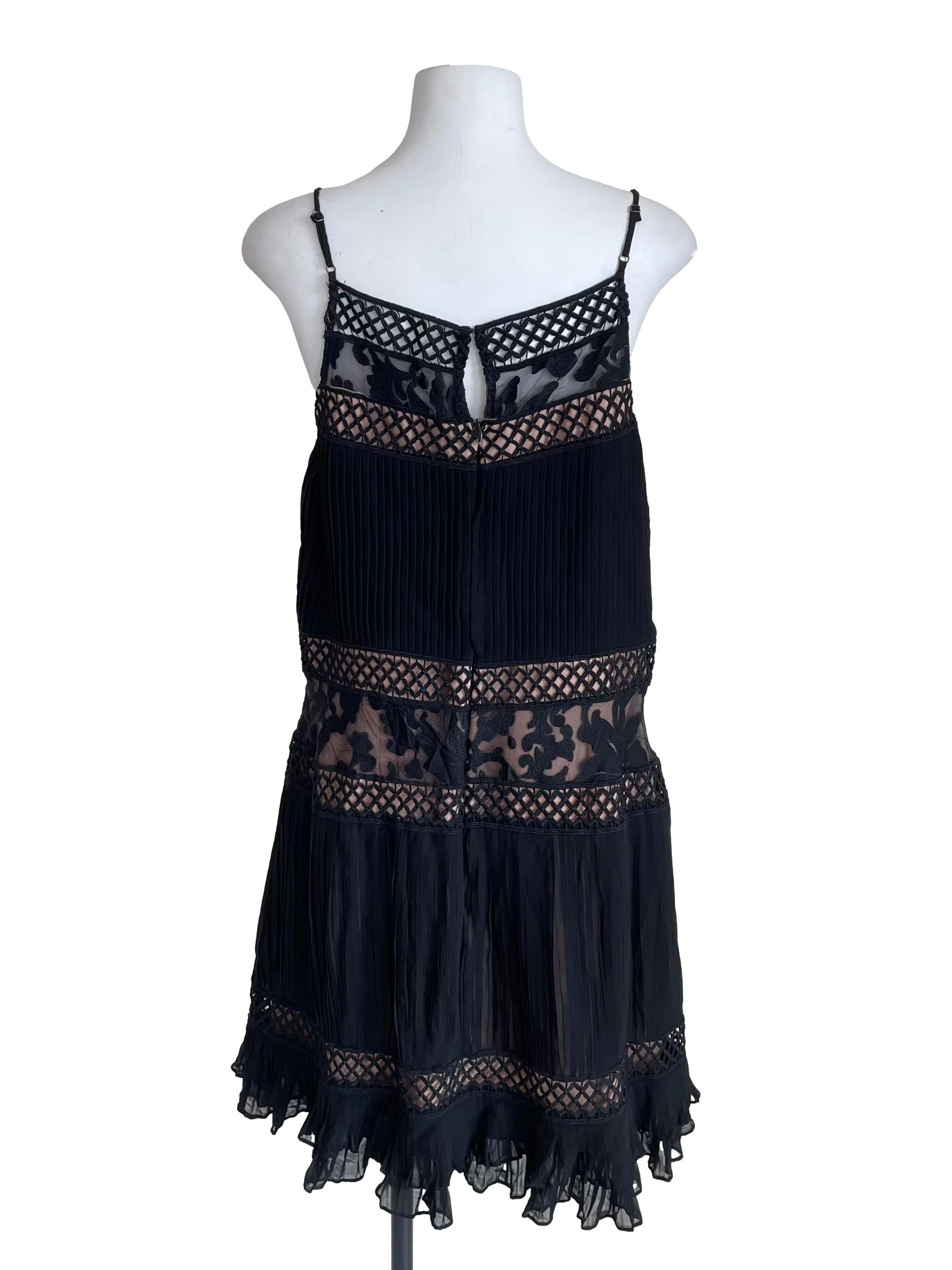 Black Accordion Hollow Cami Dress