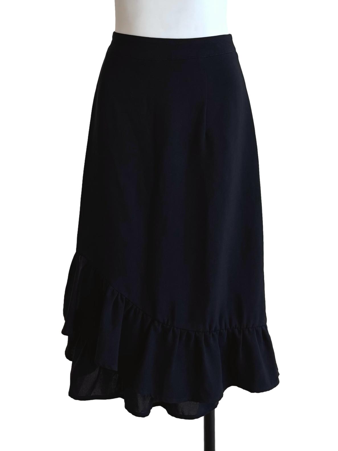 Jade Black Midi Ruffle Skirt TTR