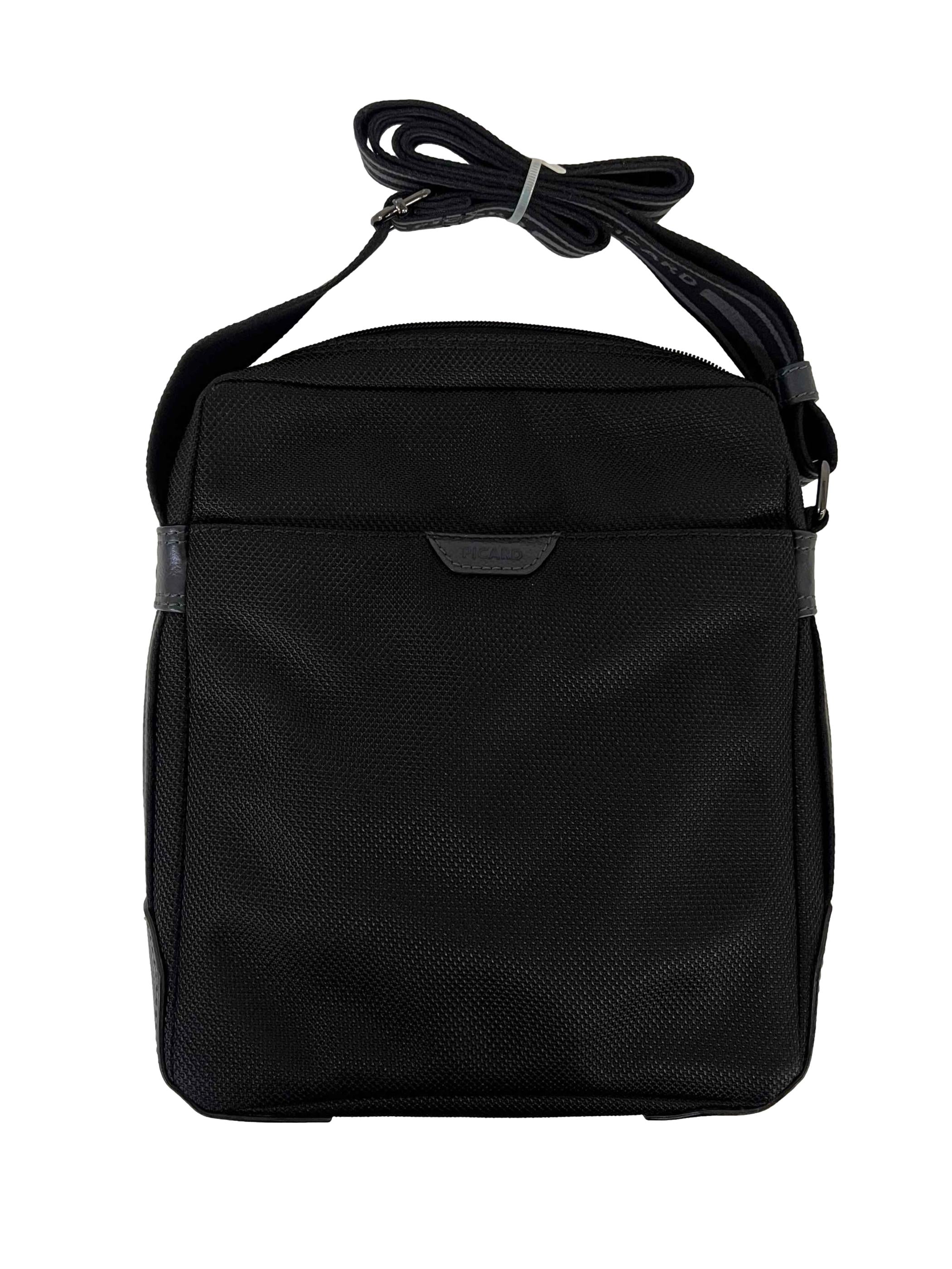 Black Leather Nylon Crossbody Bag
