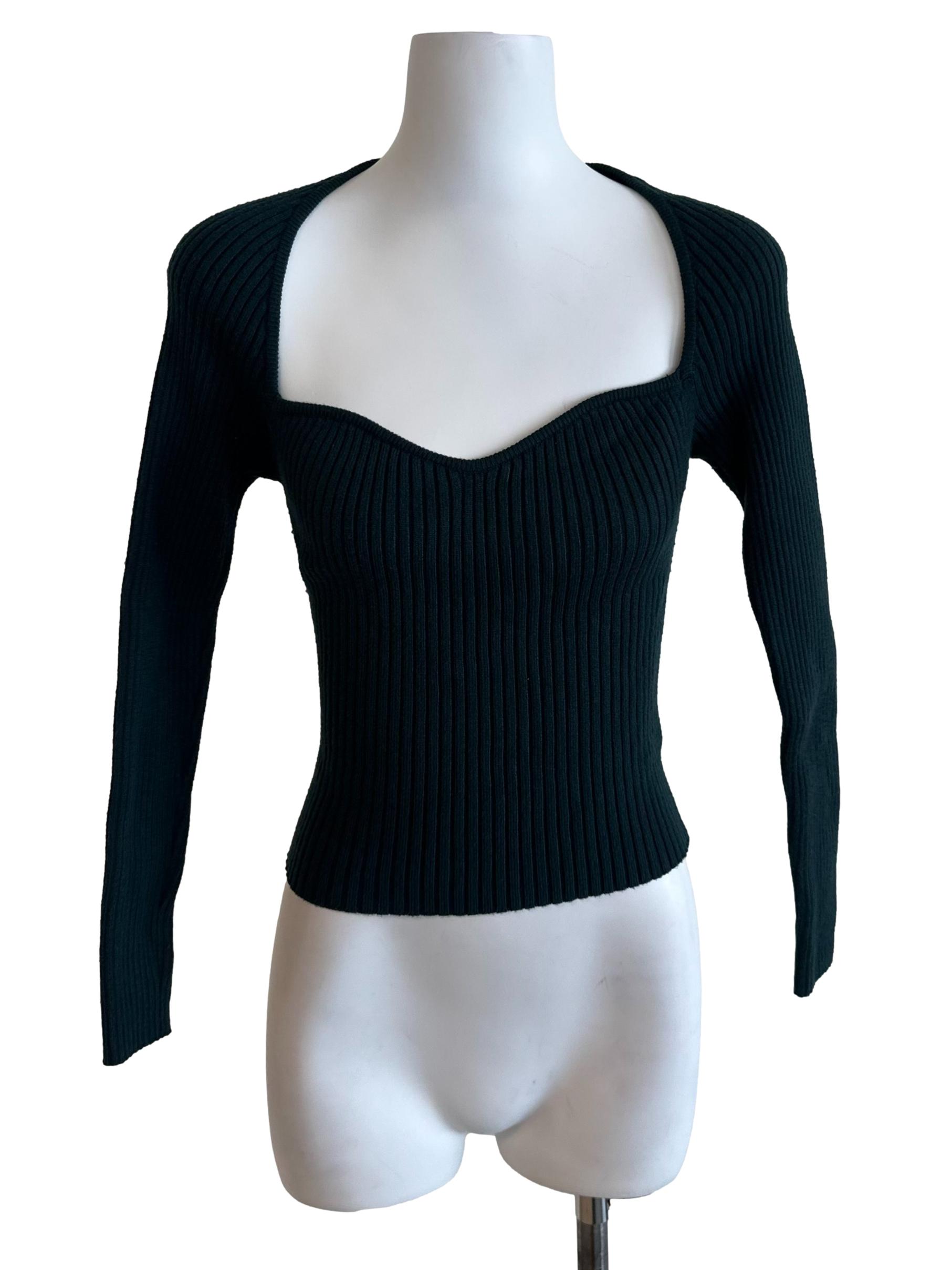 Dark Teal Blue Knit Top