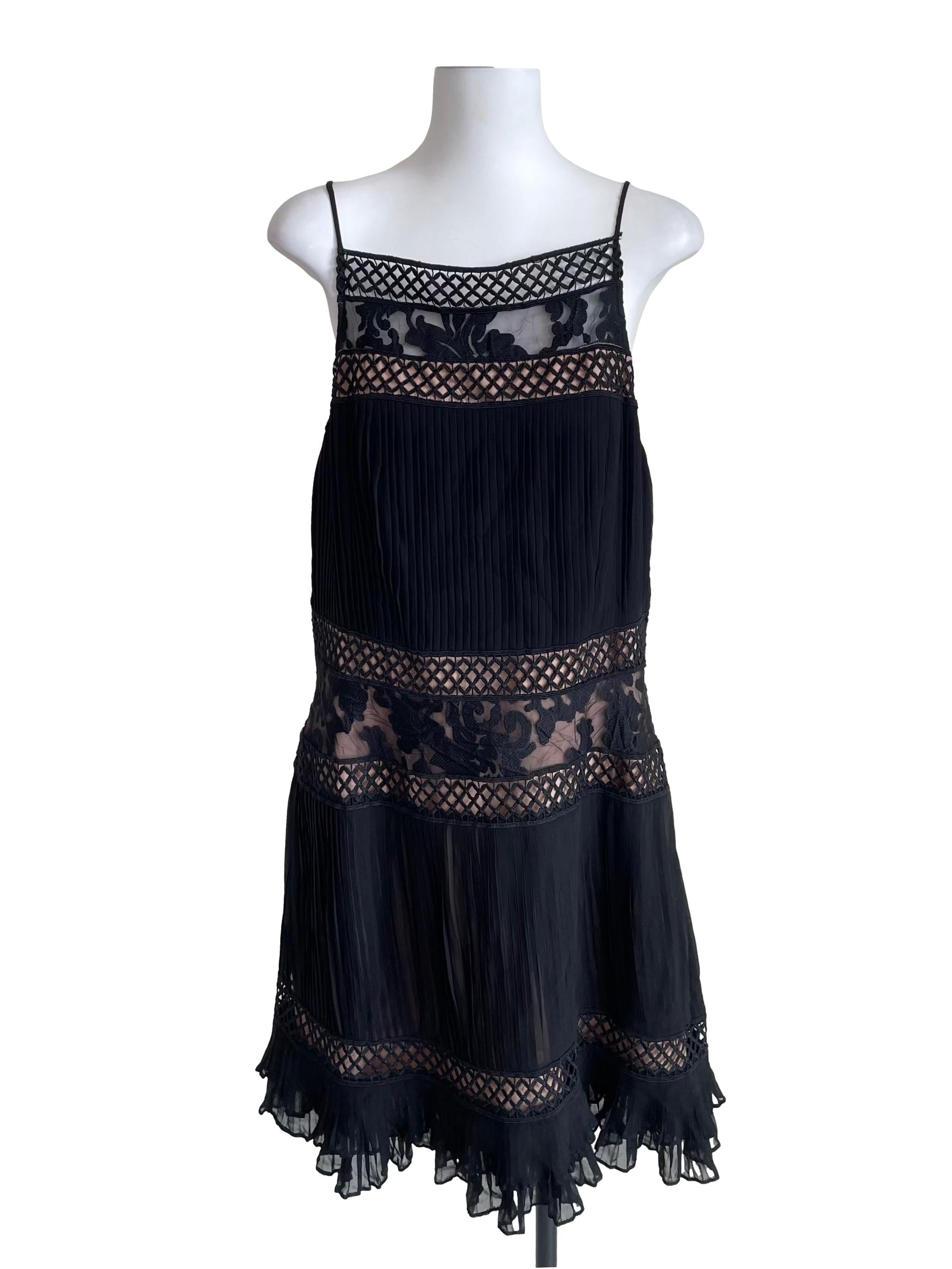Black Accordion Hollow Cami Dress