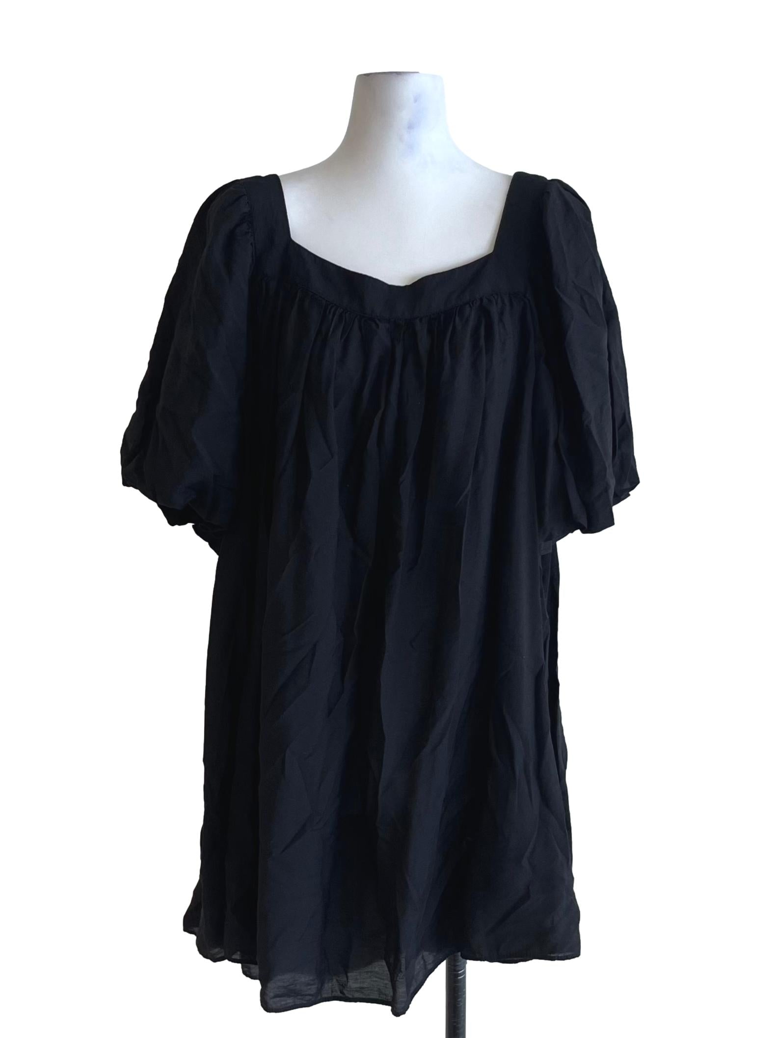 Black Square Neckline Jumper Dress