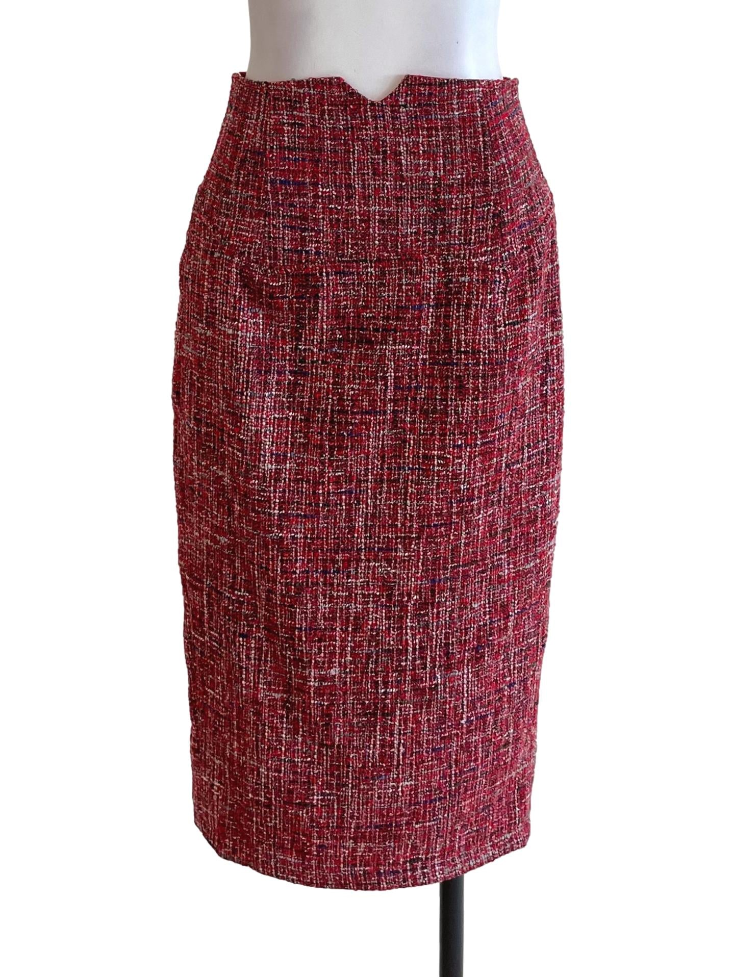 Red Tweed Tube Skirt LB