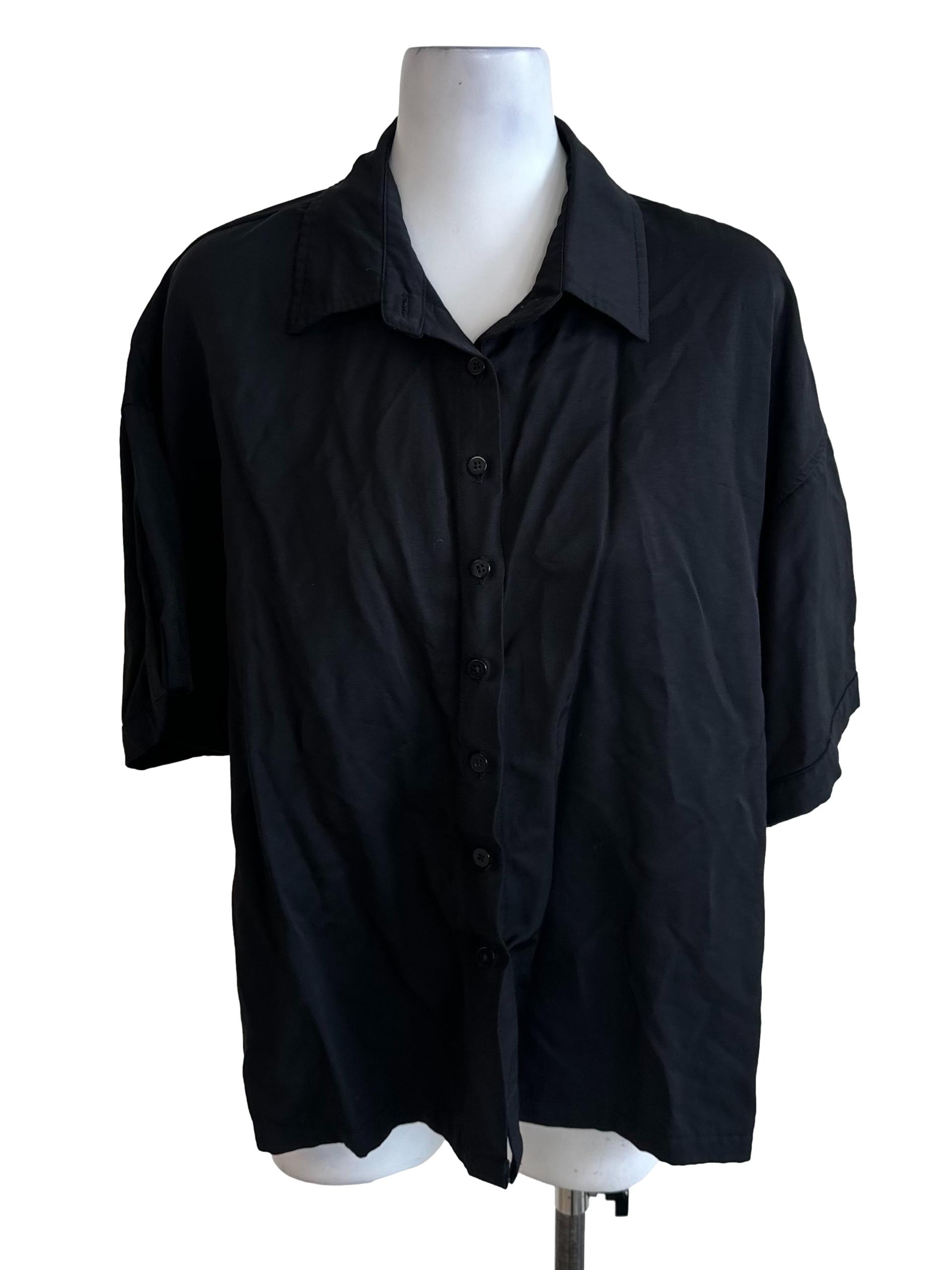 Charcoal Black Collar Button Shirt