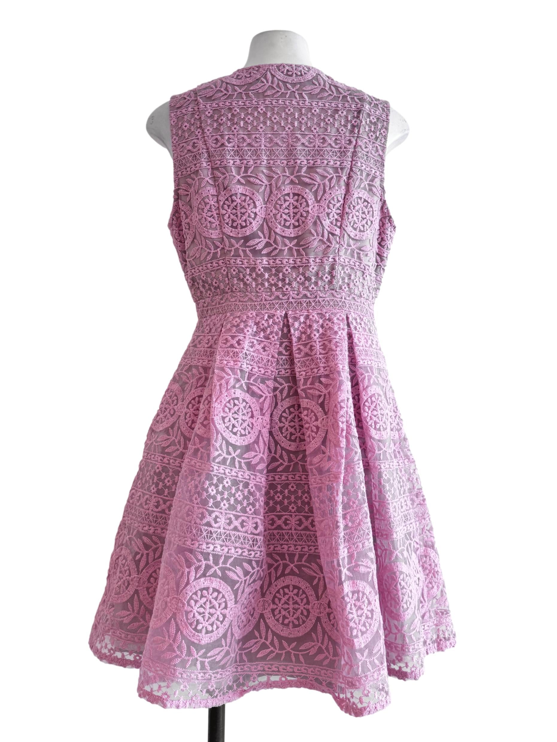 Watermelon Pink V Neck Sleeveless Dress