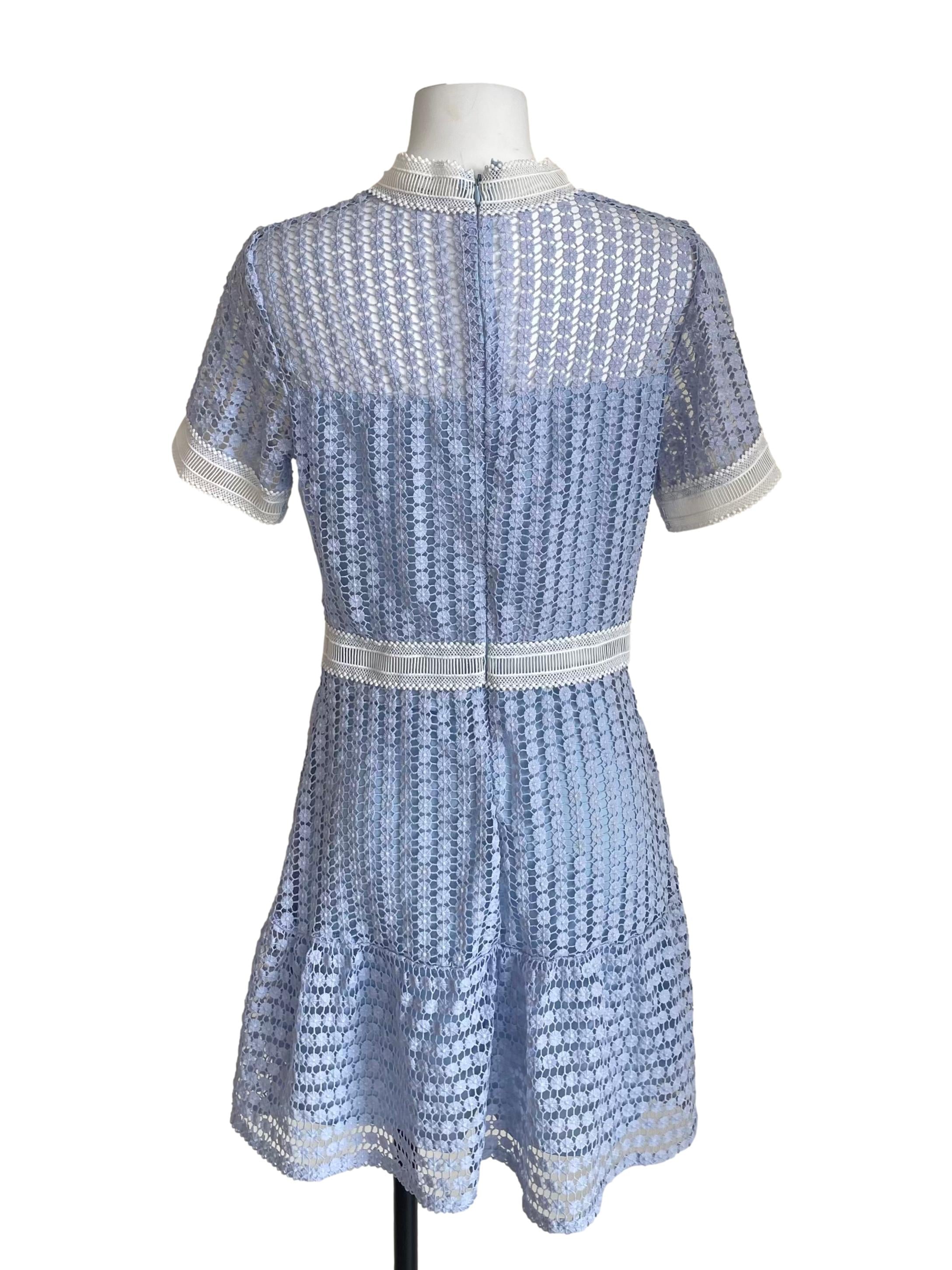 Ice Blue Knit Hollow Tiered Dress