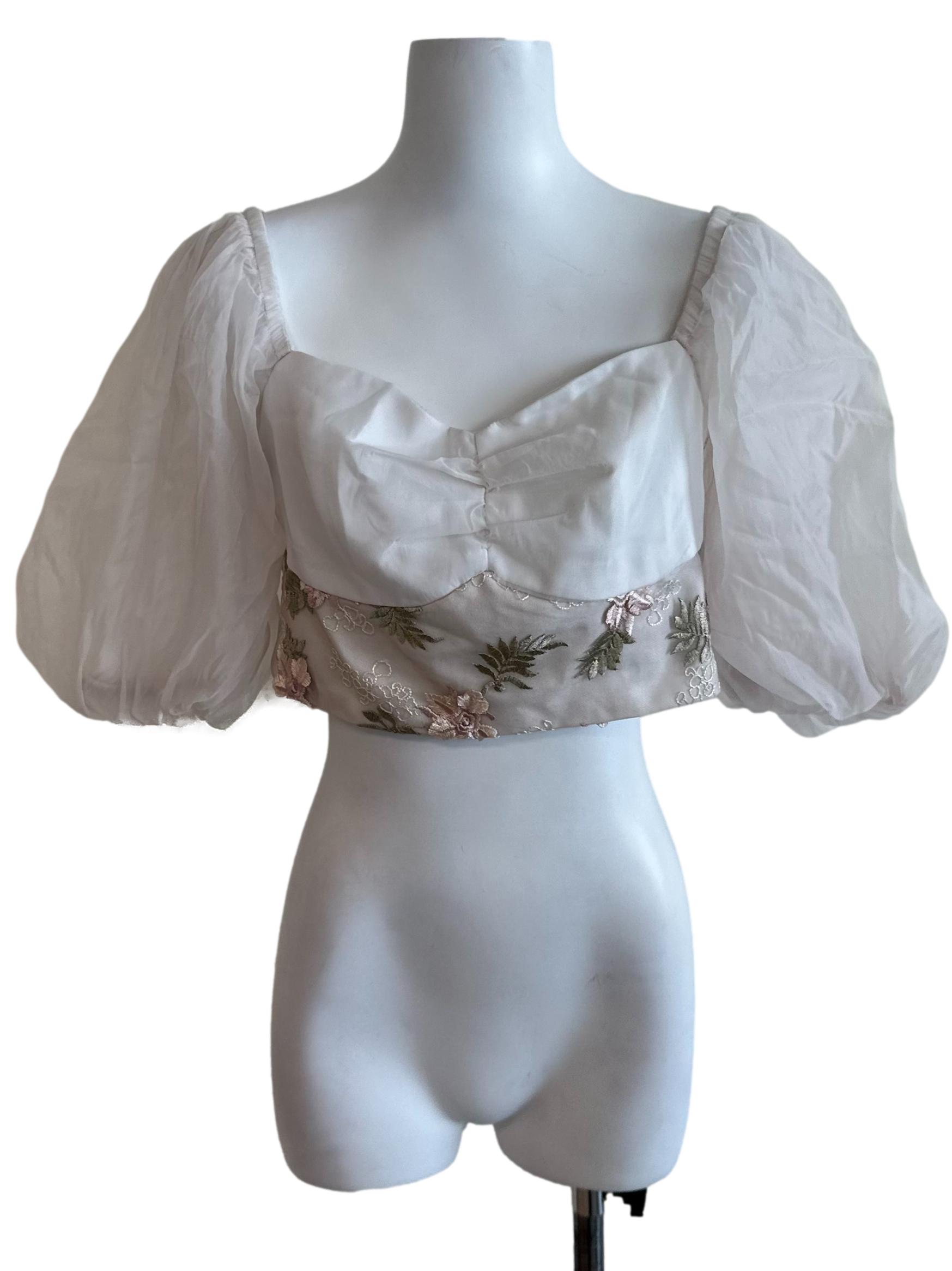 Ivory White Lace Puff Sleeve Top