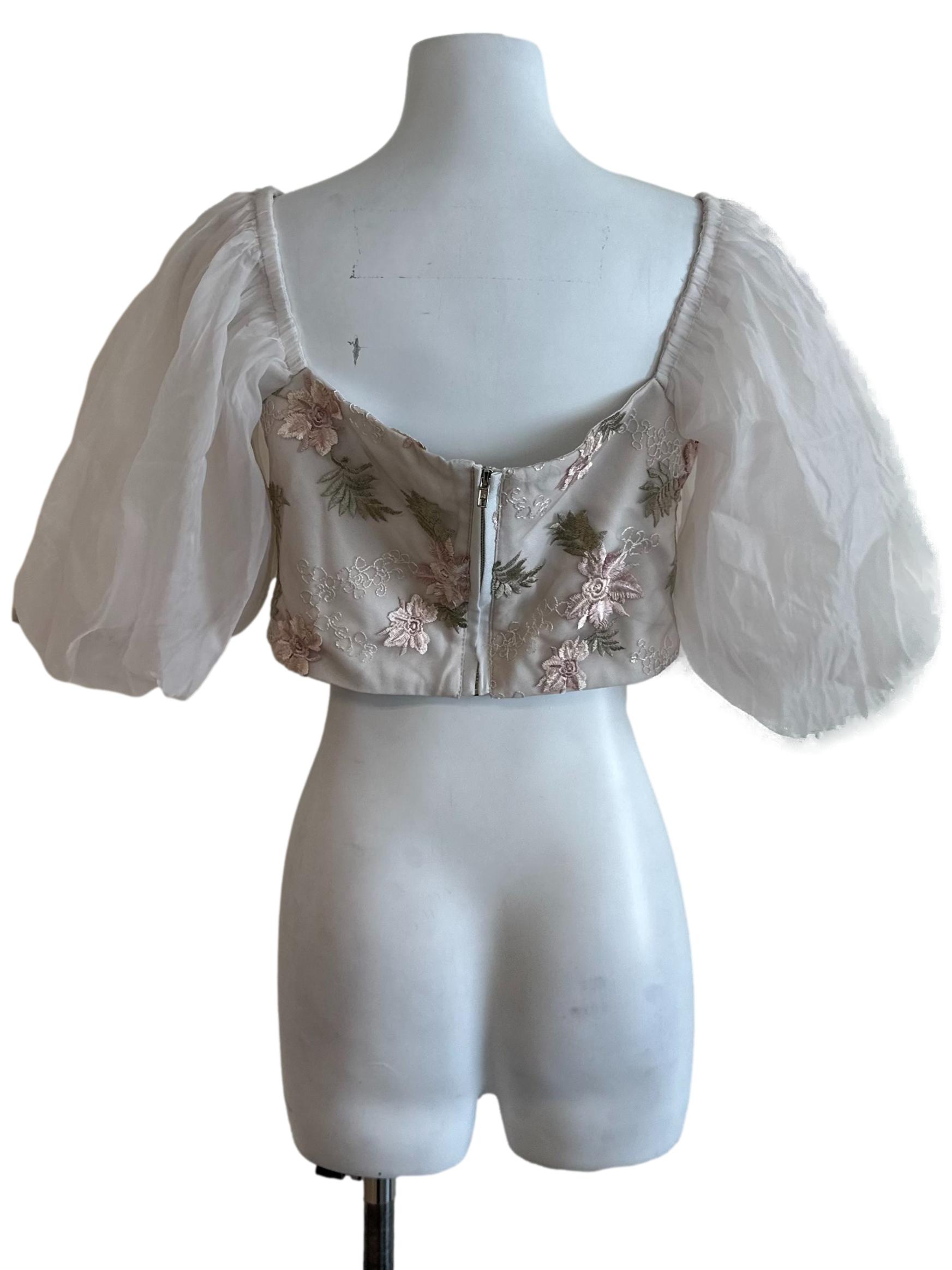 Ivory White Lace Puff Sleeve Top