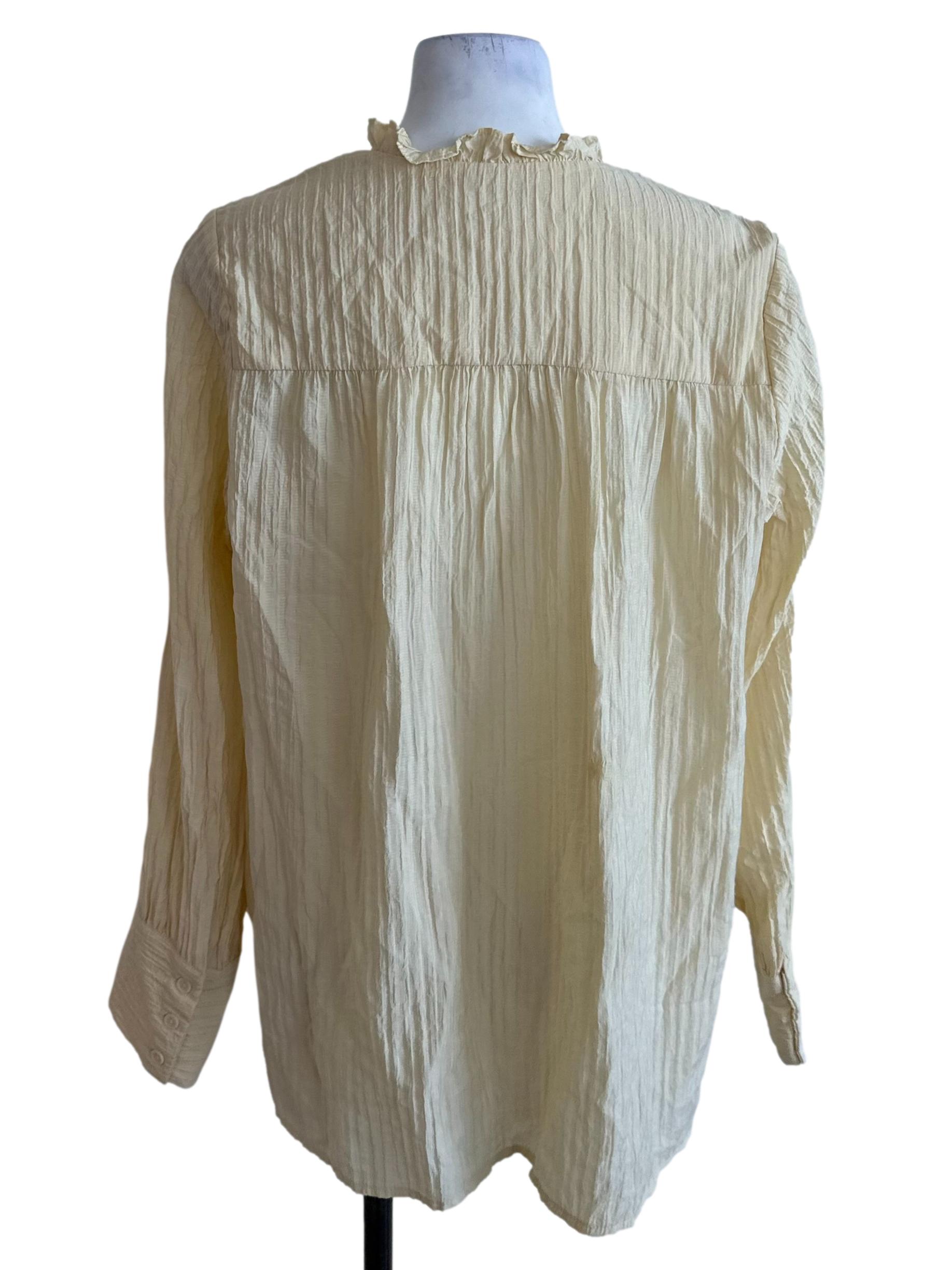 Light Yellow Ruffle Textured Button Top