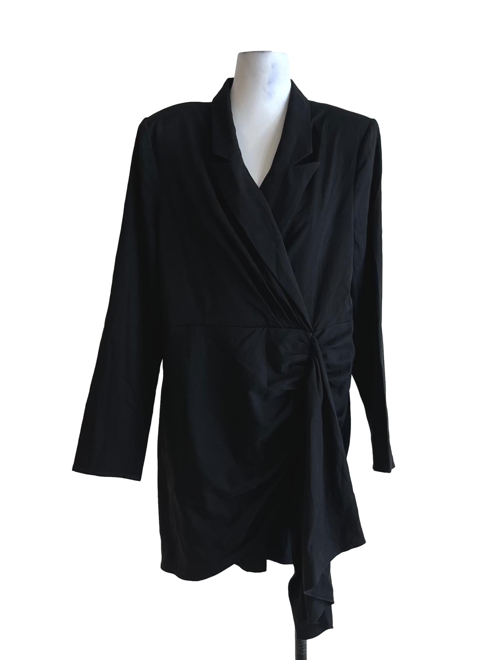 Black Wing Collar Empire Dress