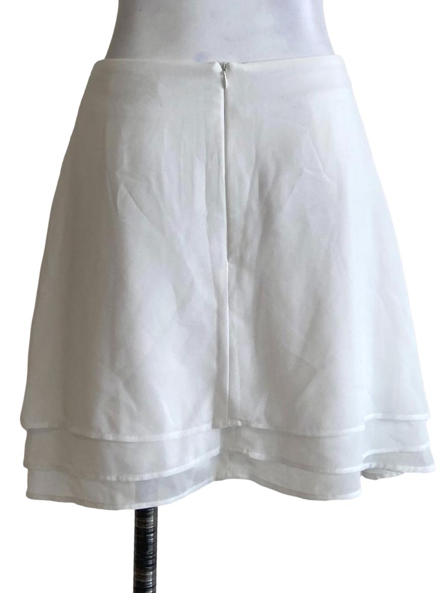 White Layered Wrap Mini Skirt