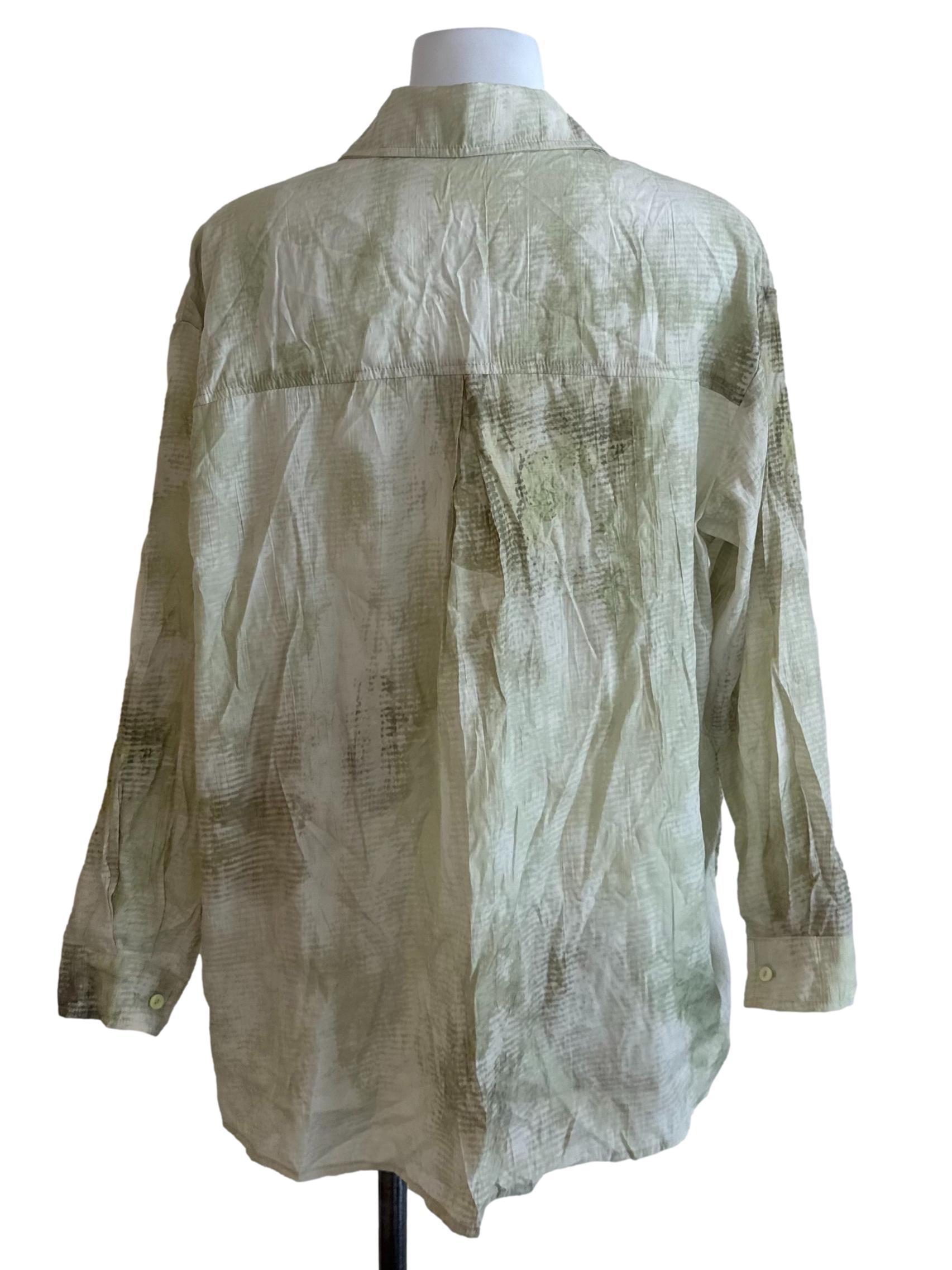 Light Green Pattern Collar Top