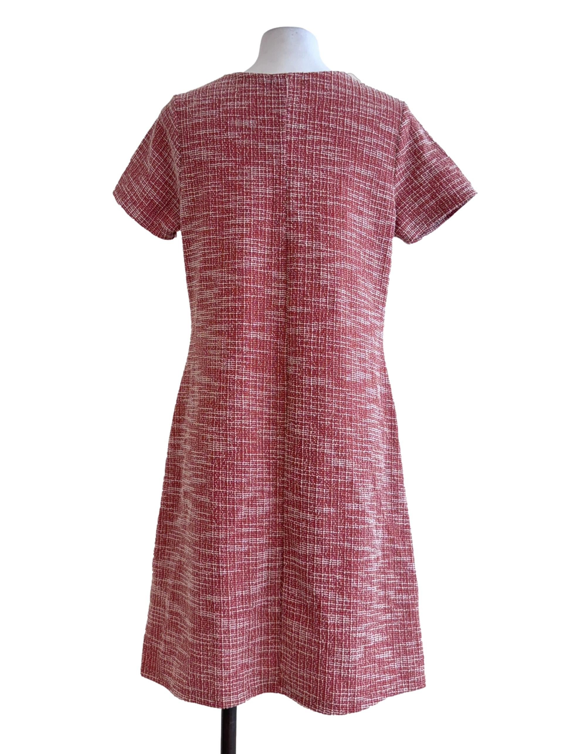 Orange V Neck Short Sleeve Buttoned Dress