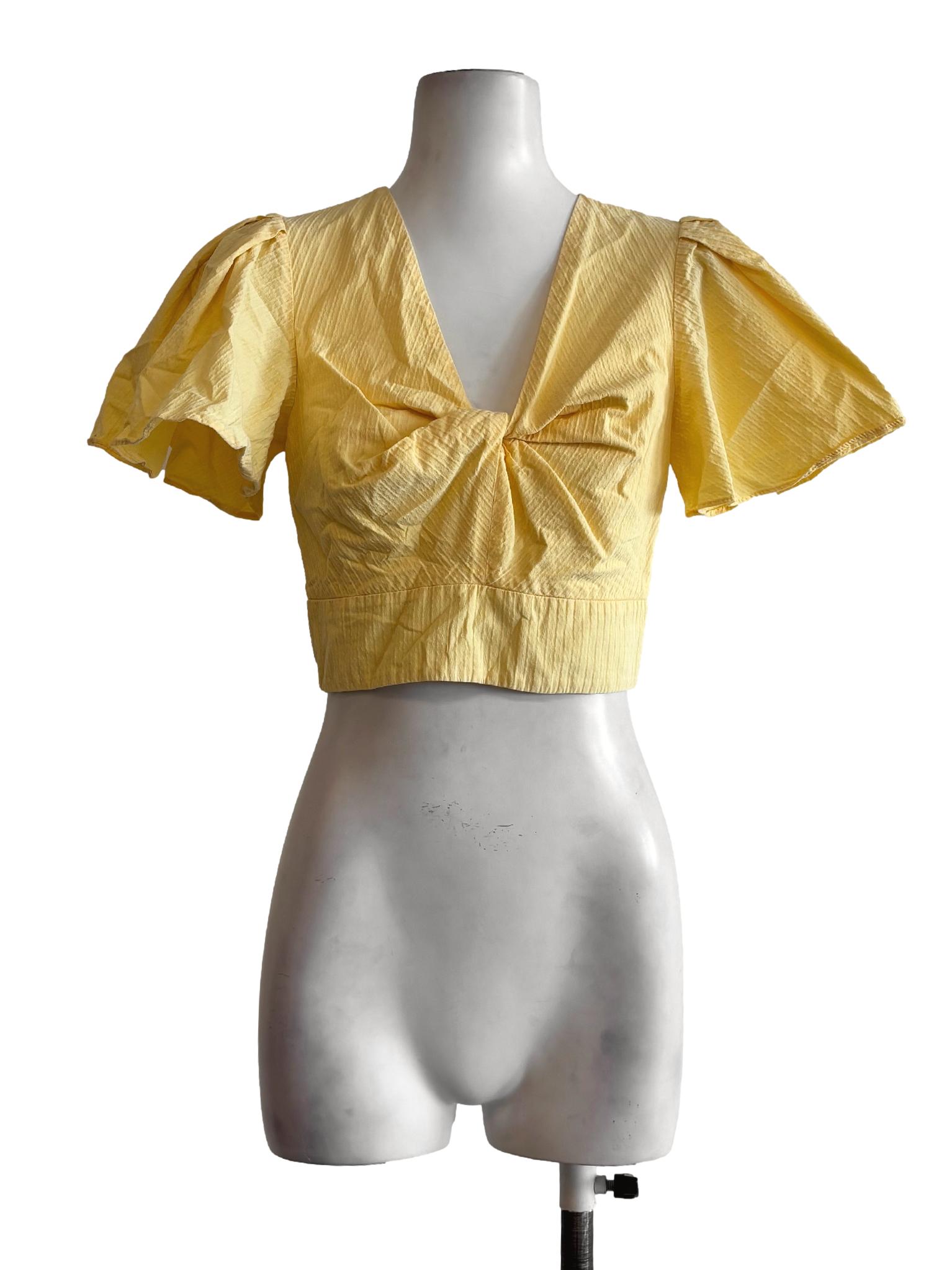 Butter Yellow V-Neck Cotton Top LB