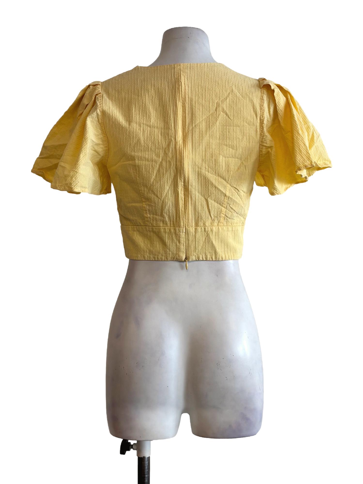 Butter Yellow V-Neck Cotton Top LB