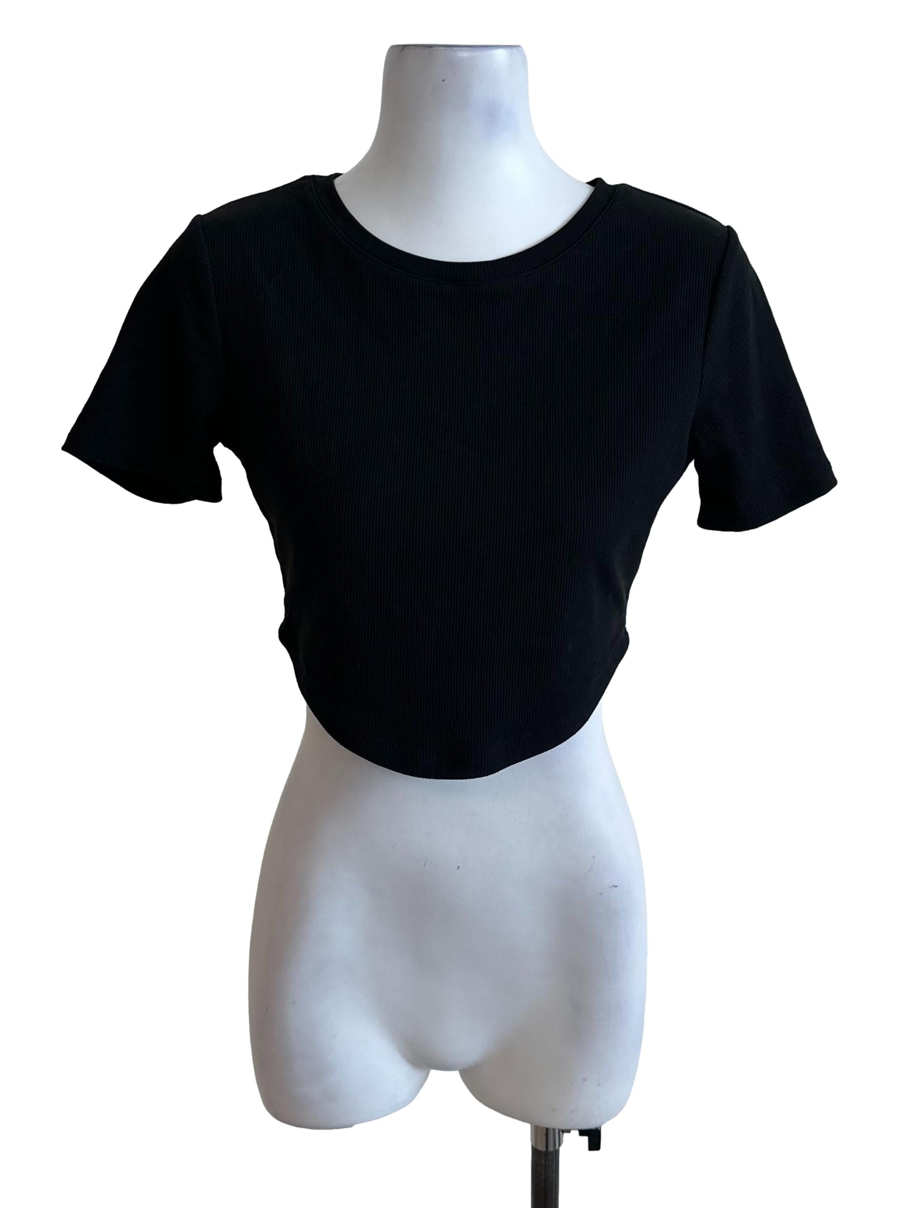 Onyx Black Round Neck Short Sleeve Top