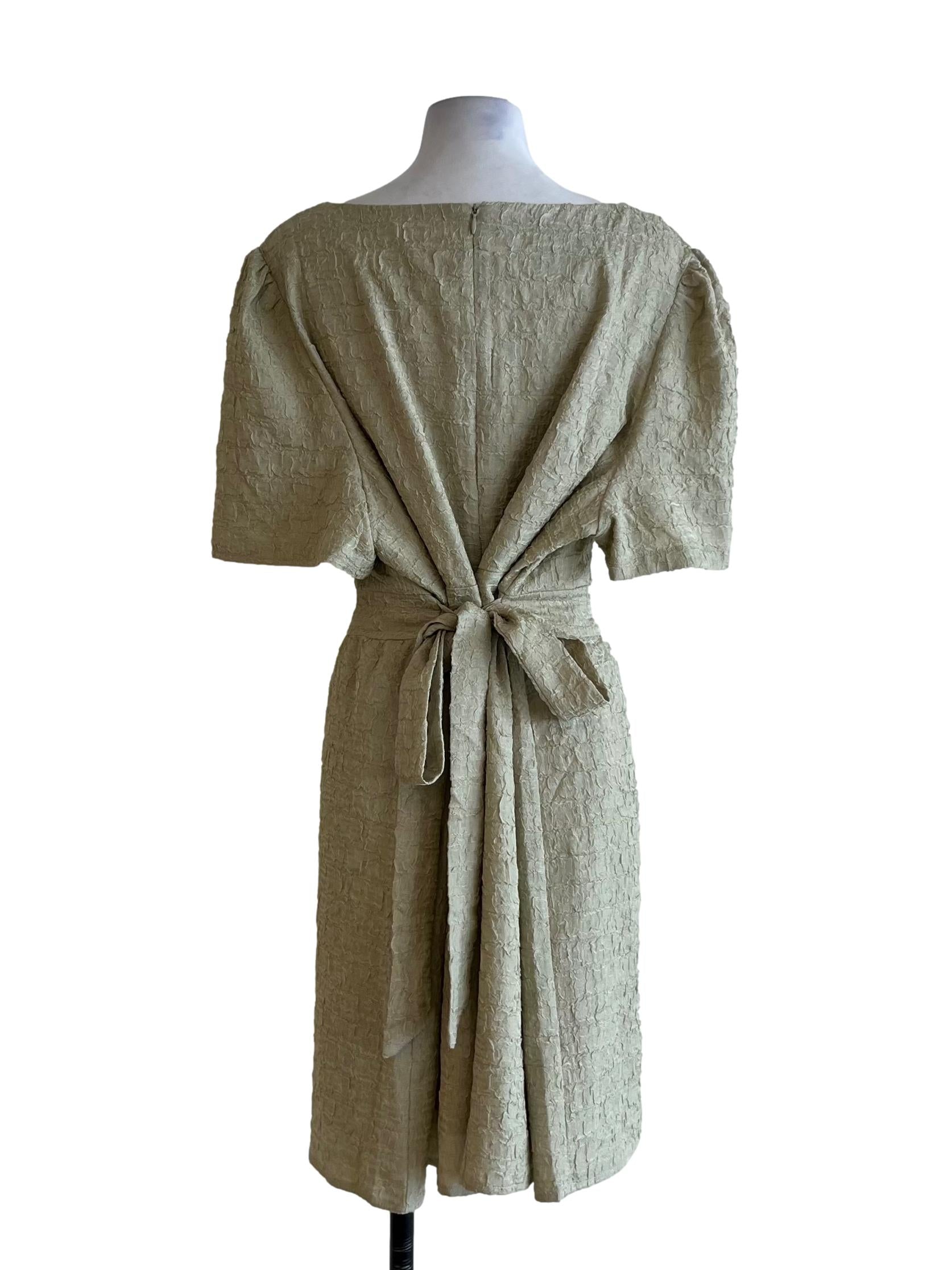 Olive Green Square Neckline Empire Dress