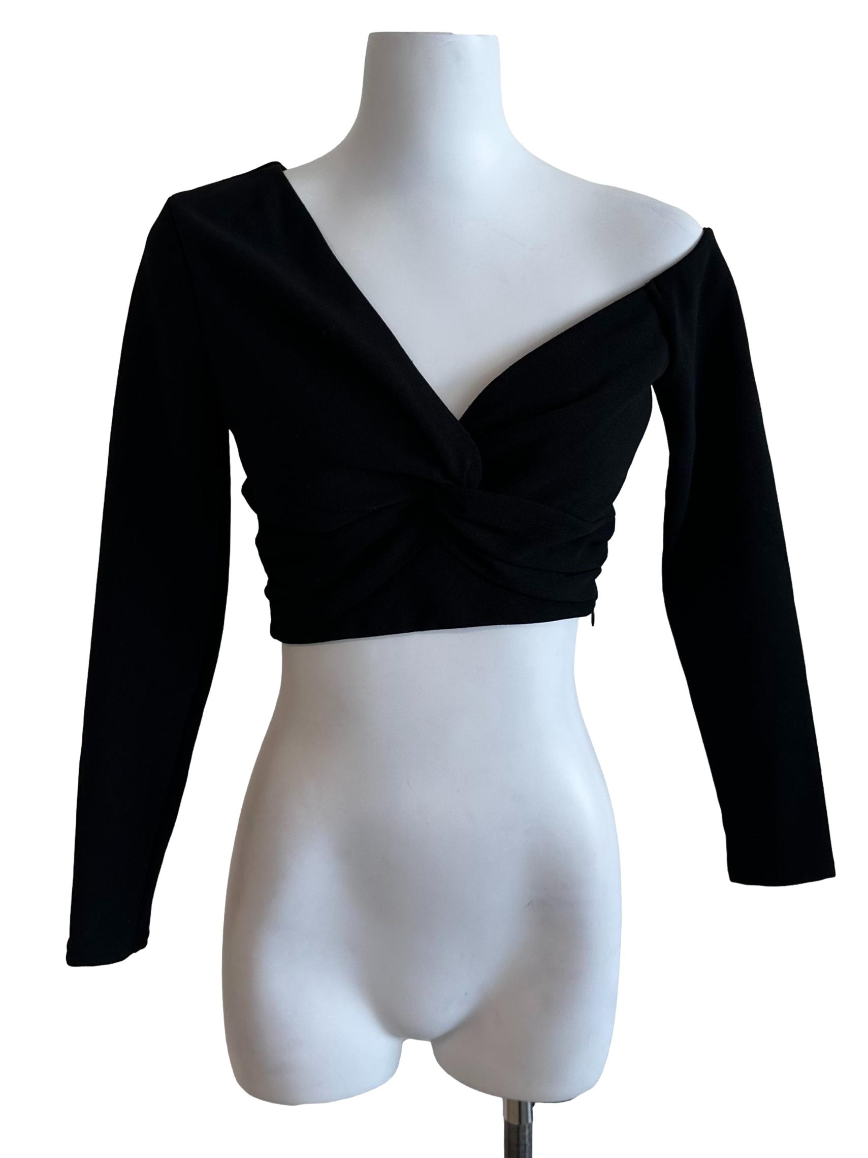 Rich Black Asymmetric Off Shoulder Top