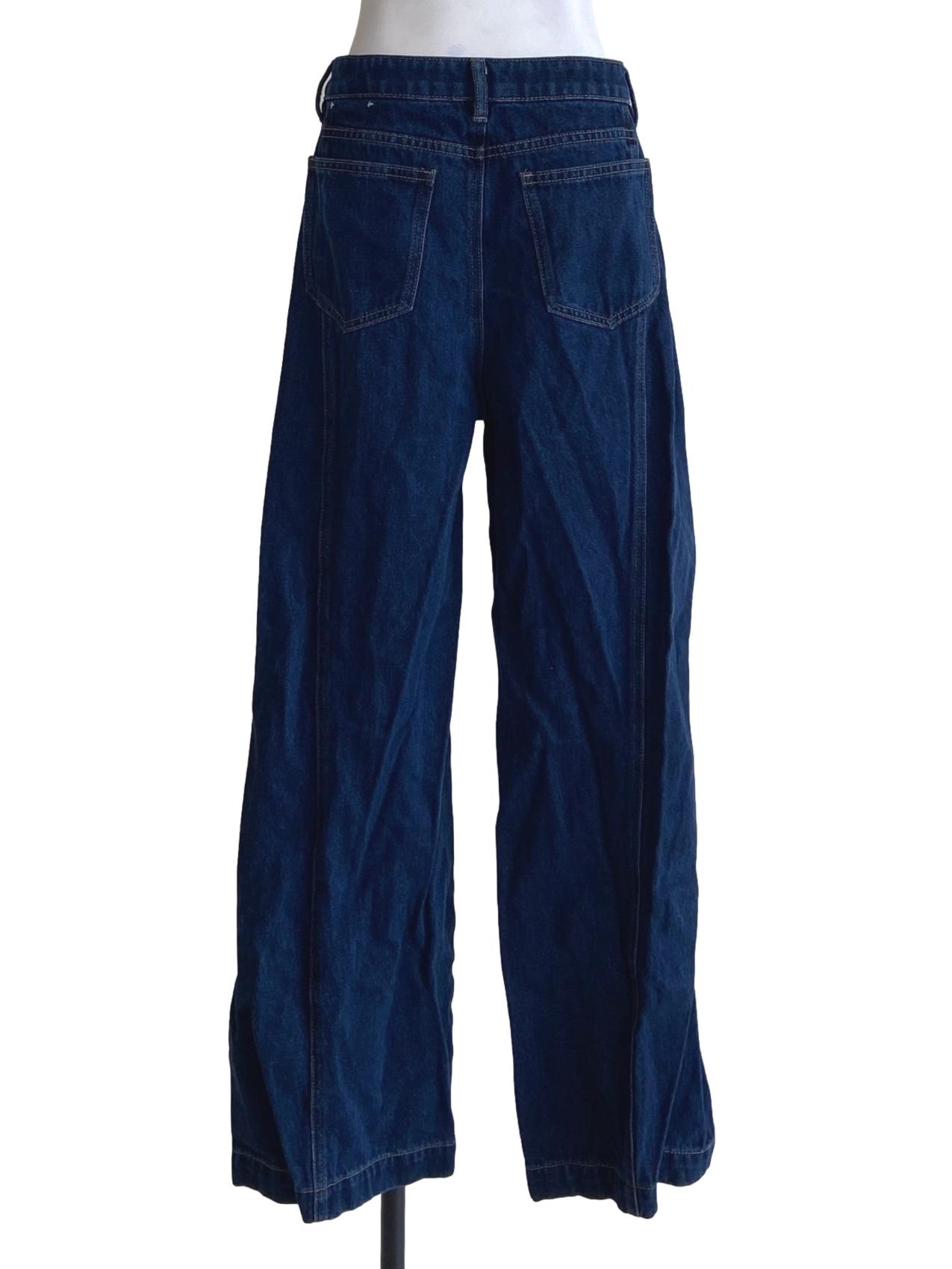 Denim Blue Herringbone Straight Jeans