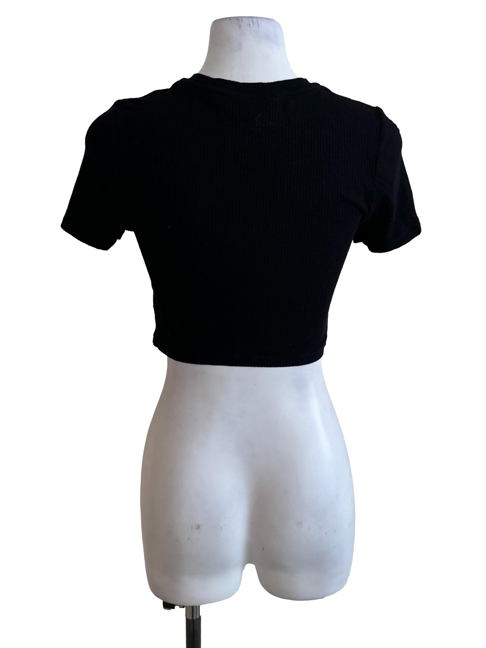 Raven Black Front Cut Crop Top
