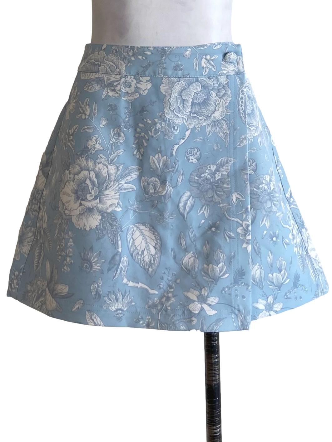 Sky Blue & Floral Wrap Skorts