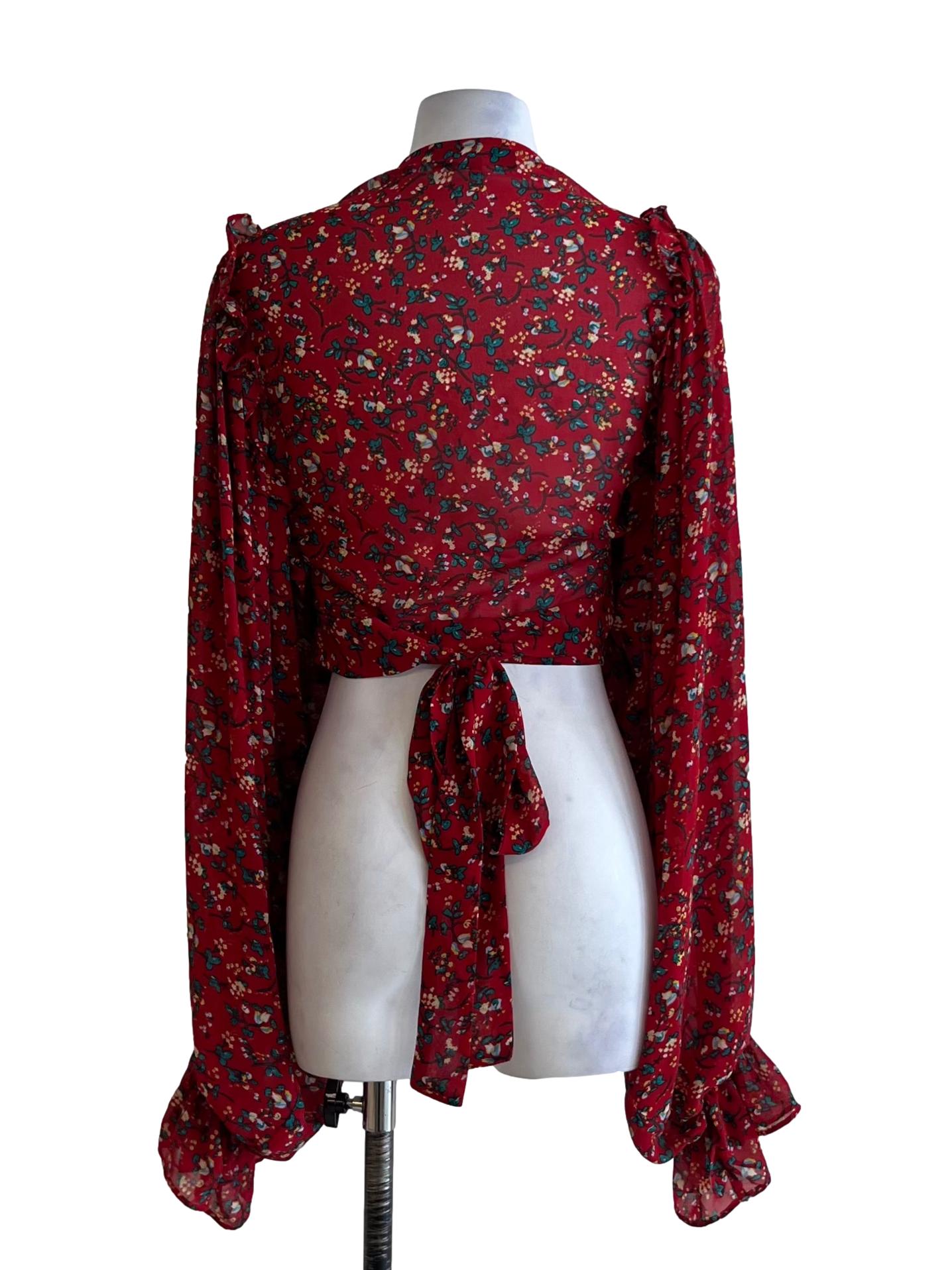 Ruby Red Floral Blouse