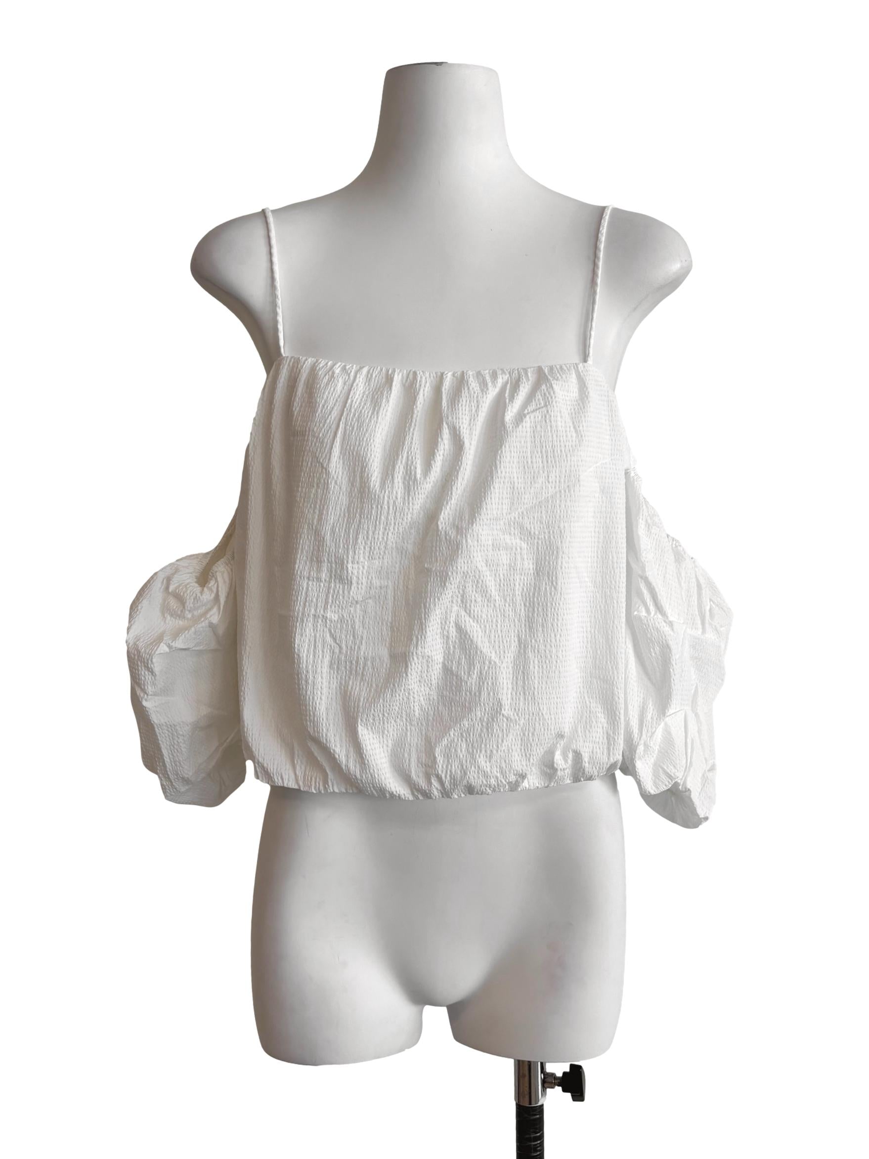 Powder White Off Shoulder Textured Top LB
