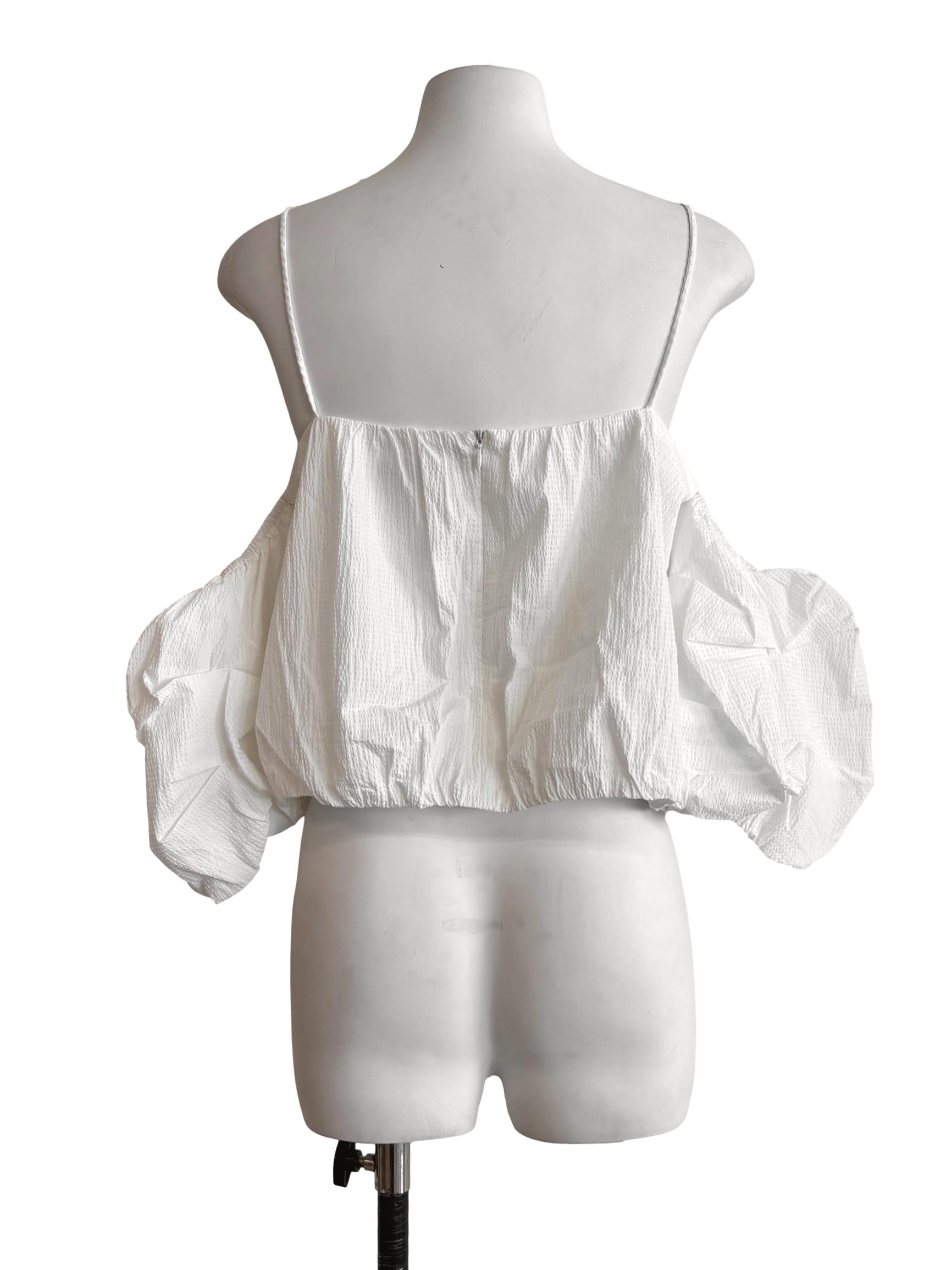 Powder White Off Shoulder Textured Top LB