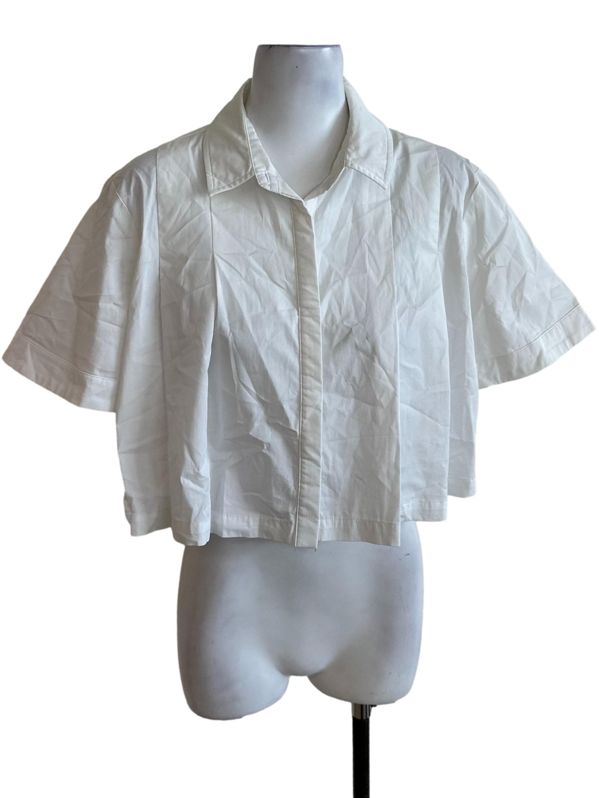 Ivory White Box Pleated Collar Top