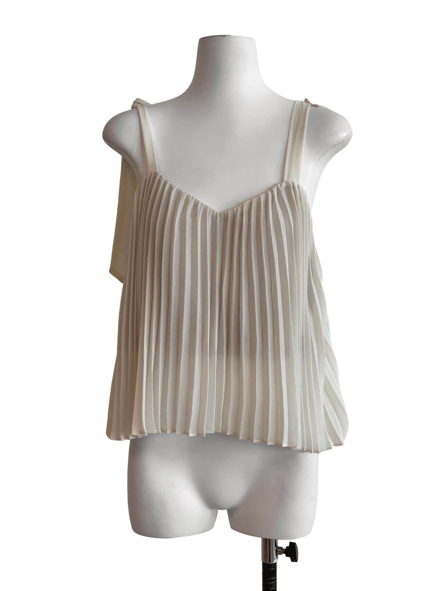 Eggshell Pleated Flare Top TCL