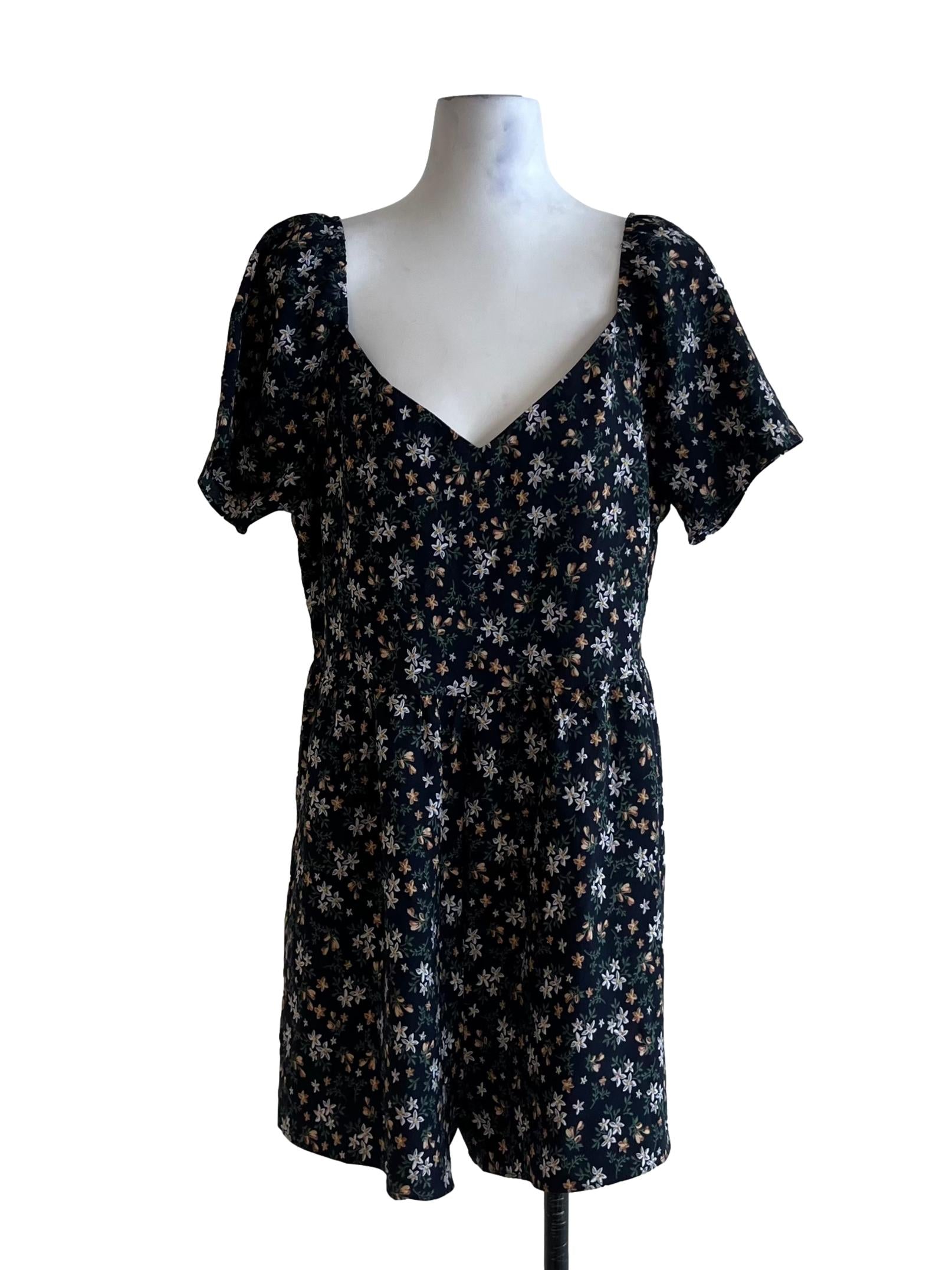 Navy Blue Floral Romper