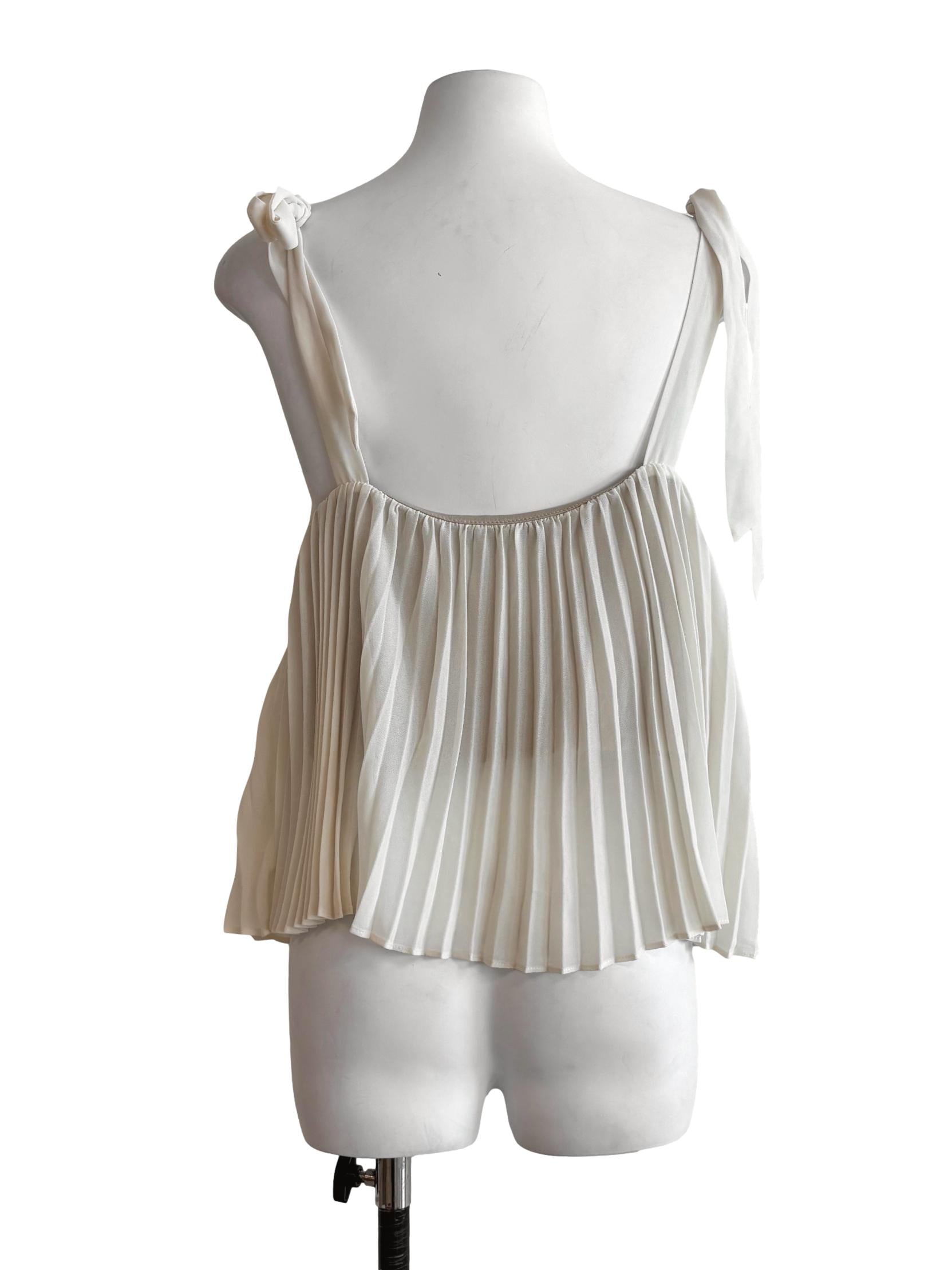 Eggshell Pleated Flare Top TCL