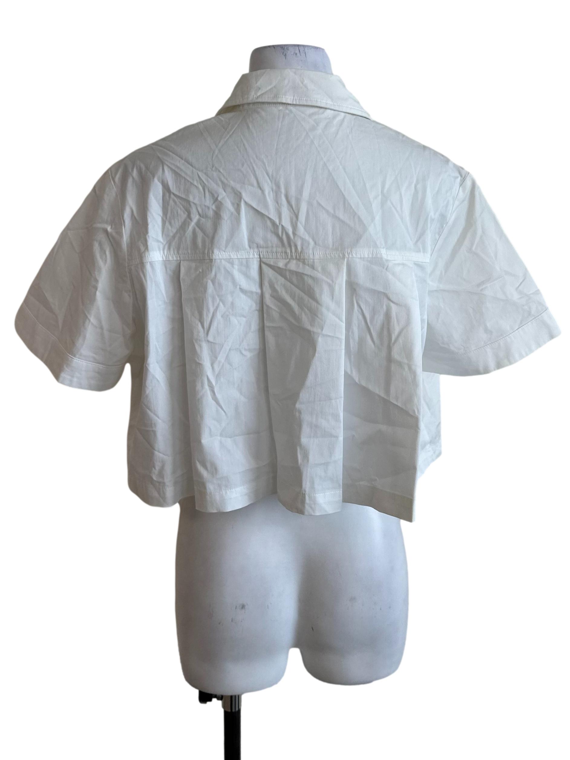 Ivory White Box Pleated Collar Top