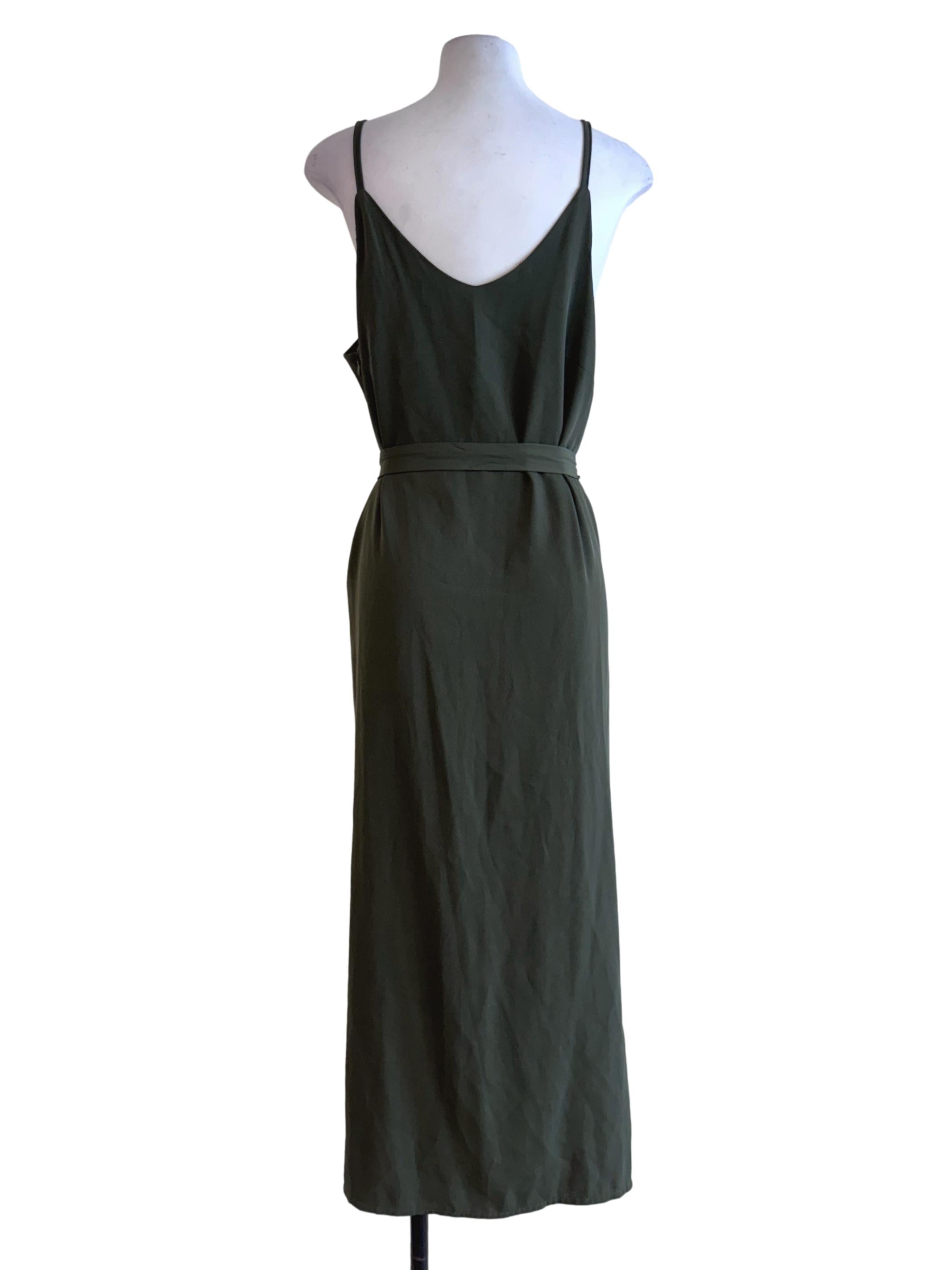 Seaweed Green V Neck Sleeveless Dress