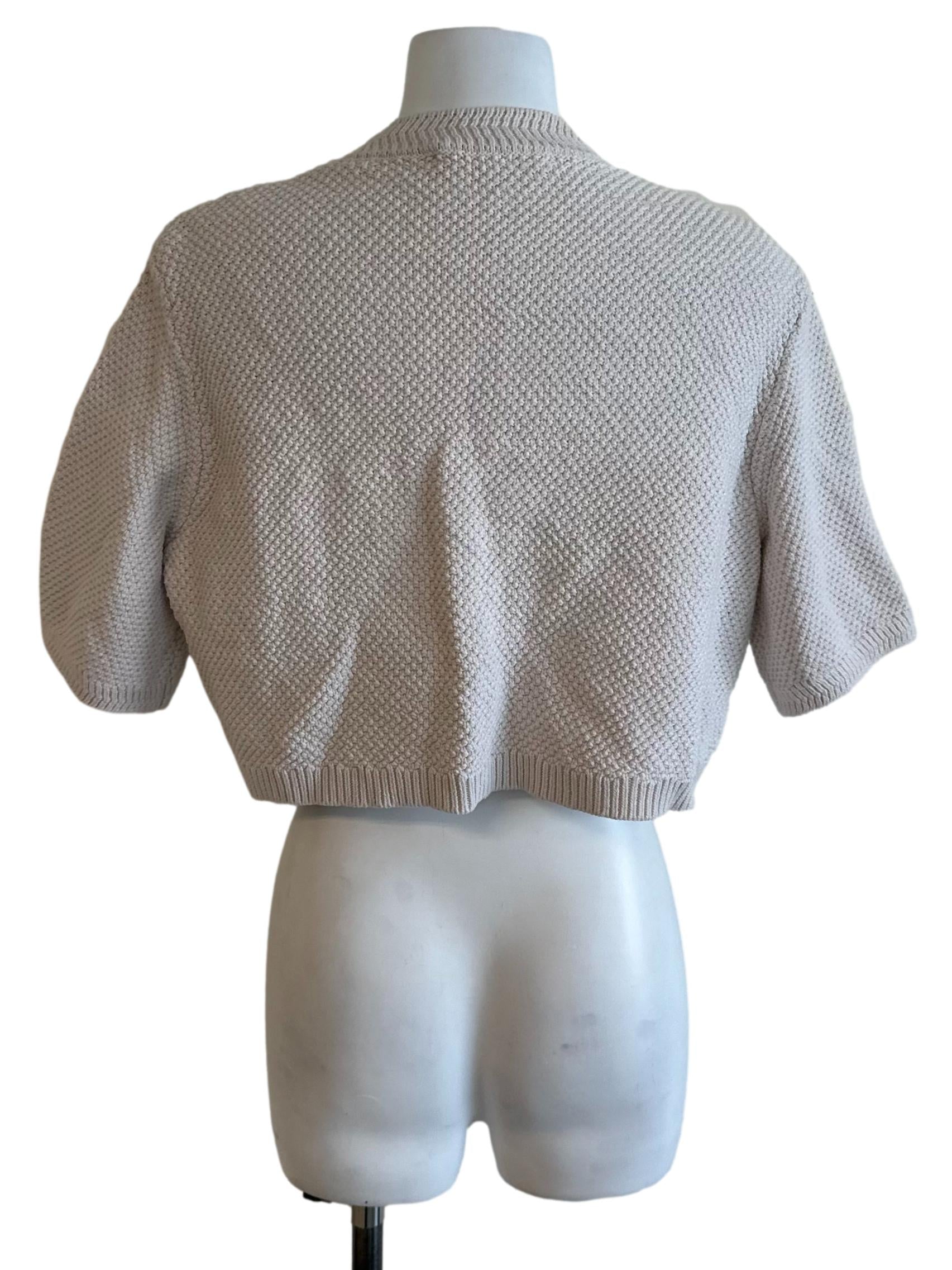 Ash Beige Knit Button Top